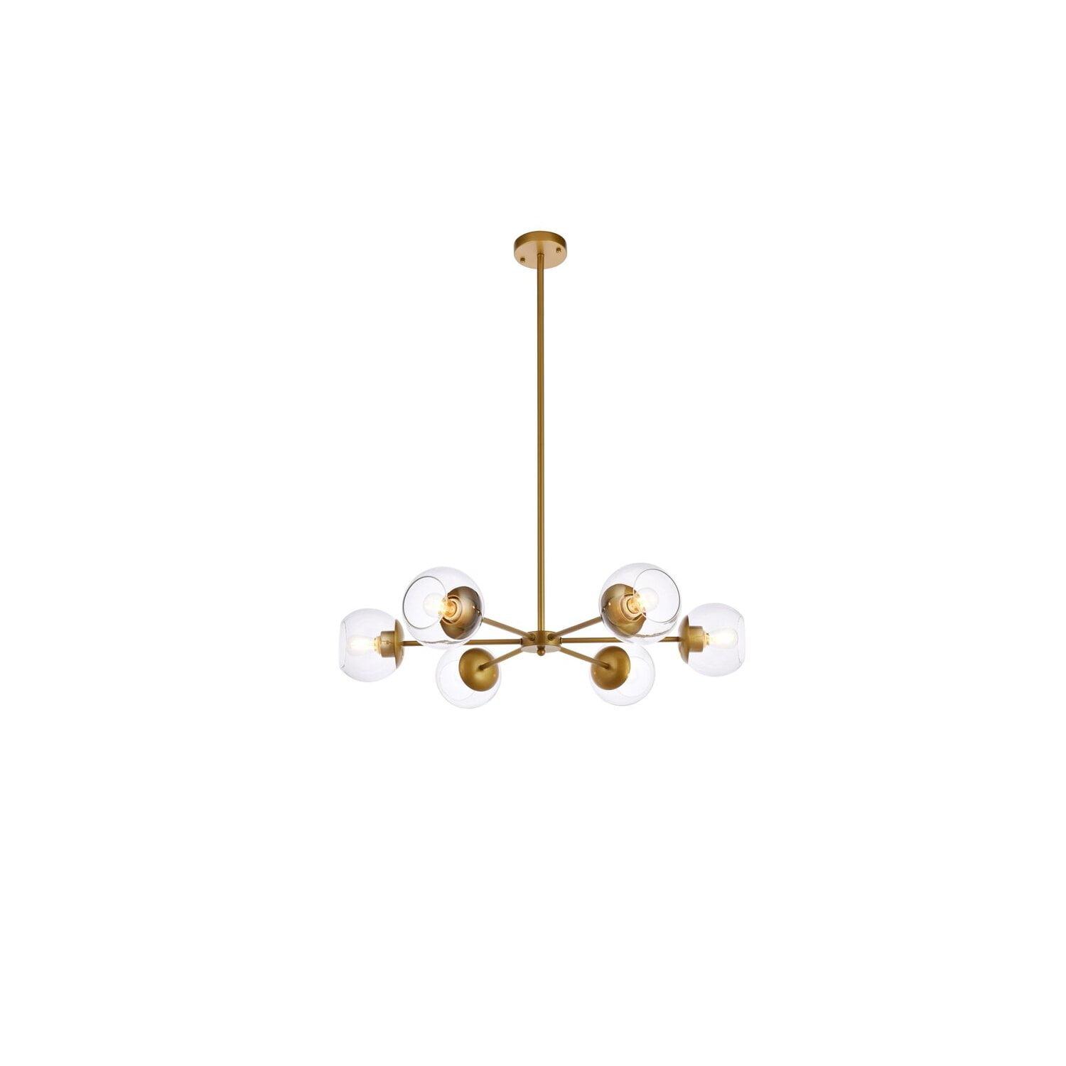 Briggs 30 inch pendant in brass with clear shade