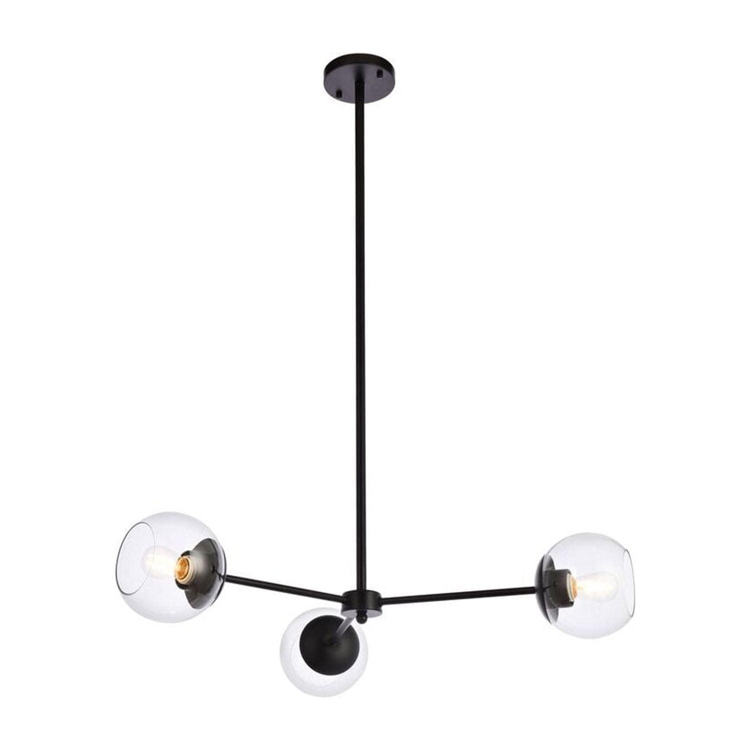 Elegant Lighting Briggs 32 inch pendant in black with clear shade