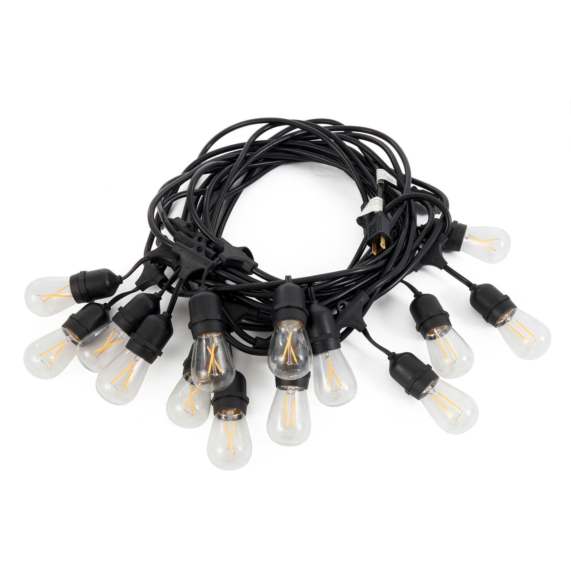 Brightech 15-Bulb LED AmbiencePro Hanging 2W 2500K Indoor Outdoor String Lights Clear Bulb Black Wire