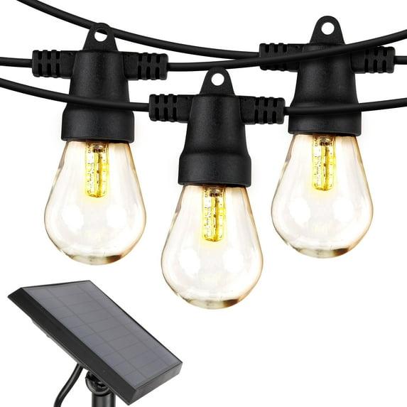 Brightech 12-Bulb LED Ambience Pro Solar 1W 27ft 2700K S14 Outdoor String Lights Clear Bulb Black Wire