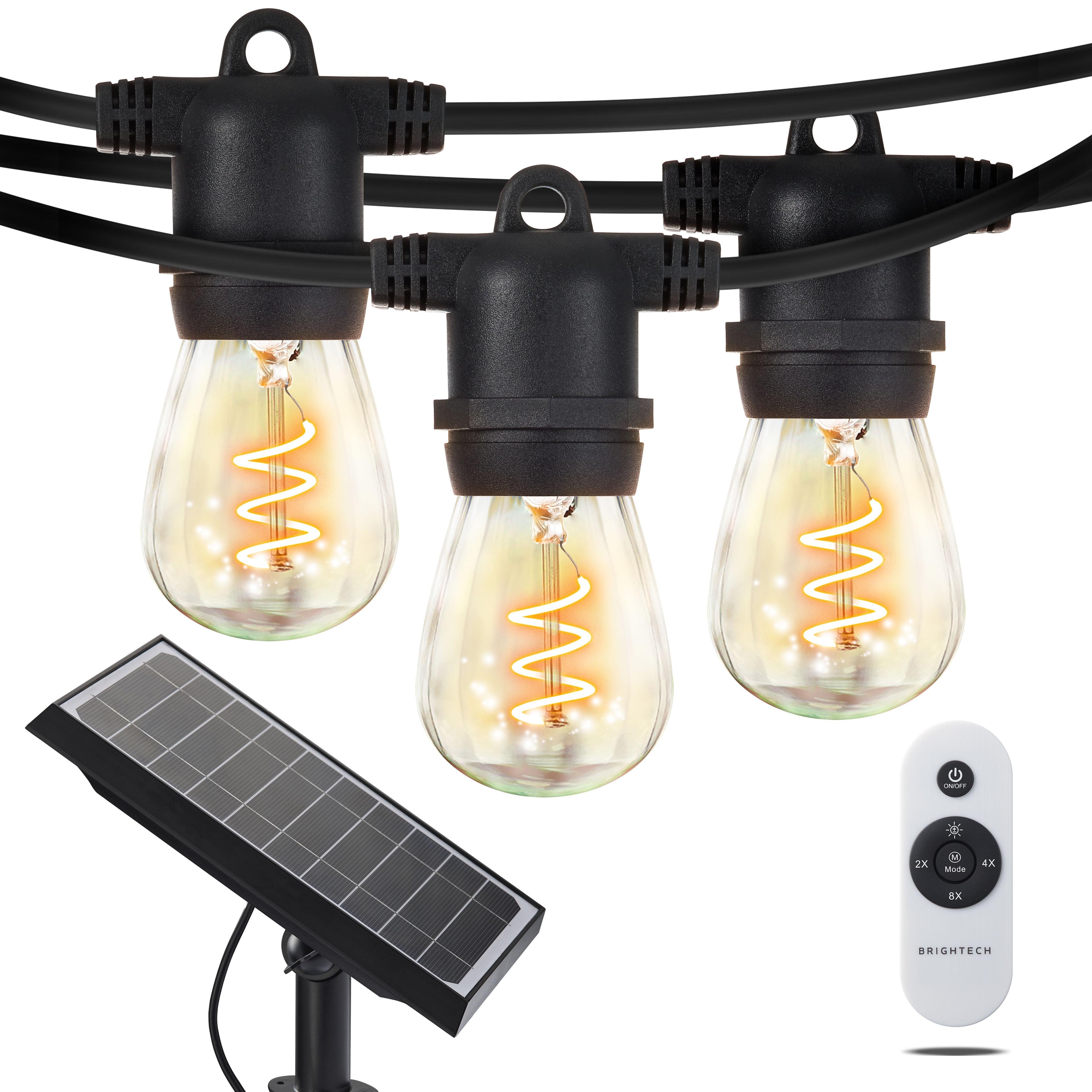 48 Ft Solar Powered Warm White LED Outdoor String Lights with Remote