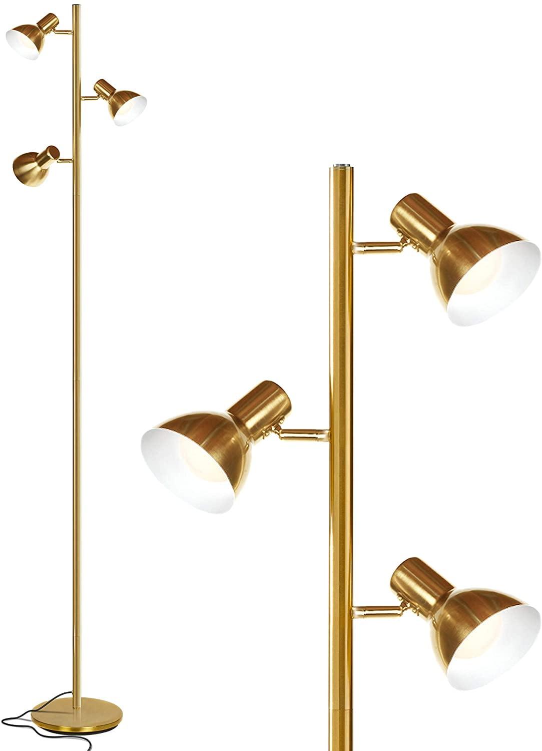 Ethan Brass LED Adjustable 3-Light Tripod Floor Lamp with Dimming