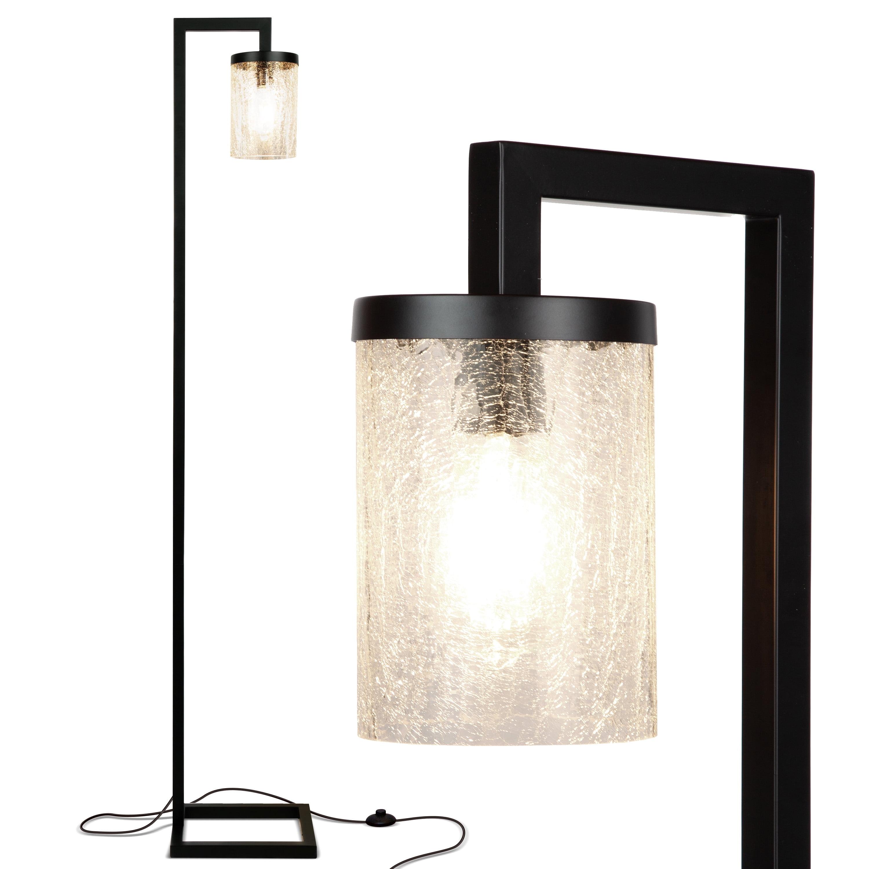 Henry 68" Black Industrial LED Floor Lamp with Glass Shade