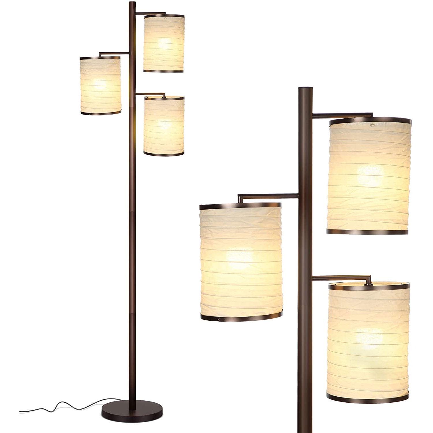 Liam Bronze Multi-Head LED Floor Lamp with Fabric Shades