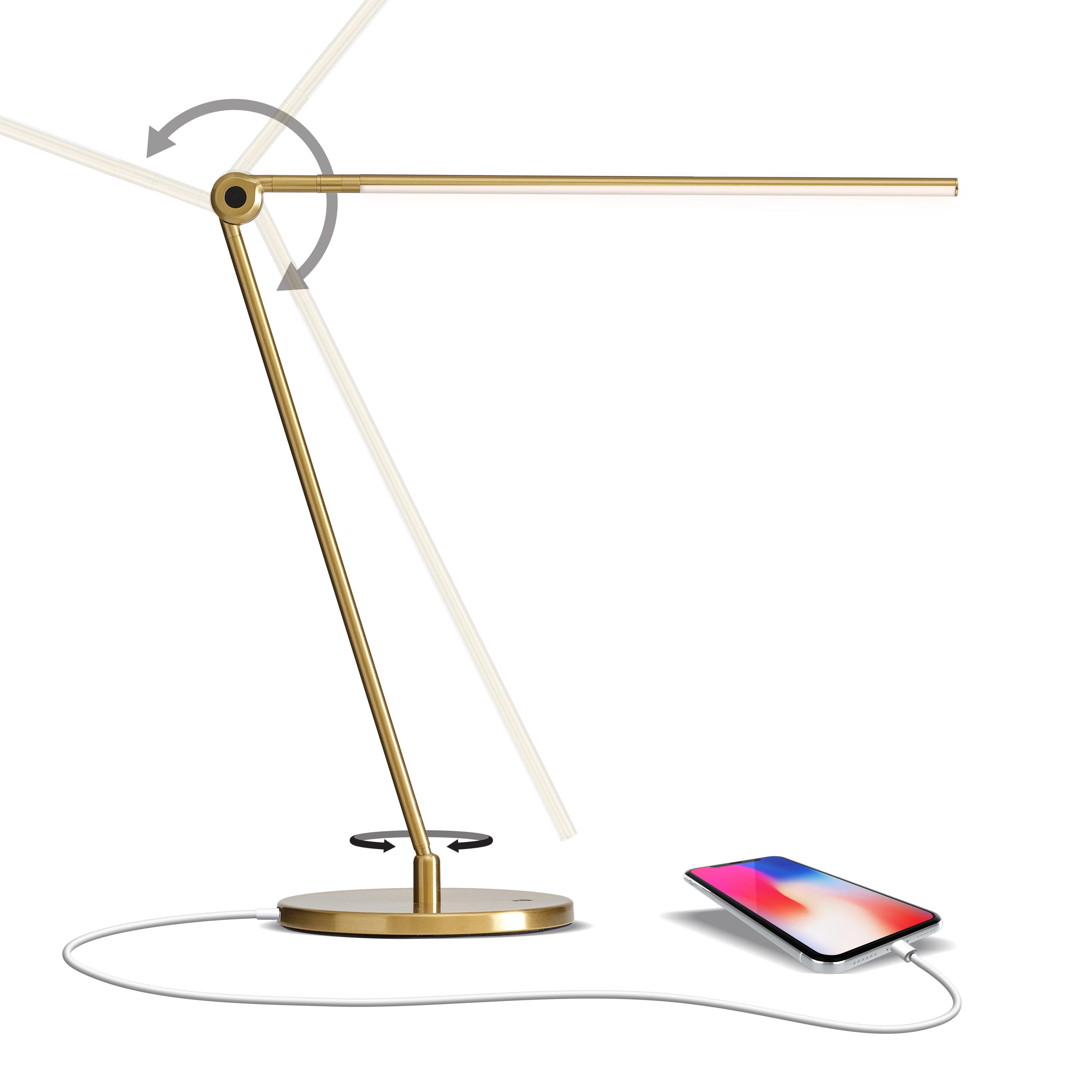 Brightech Libra 39 in. Dimmable LED Industrial Desk Lamp with USB-C Port and Adjustable Lamp Head & Reviews | Wayfair