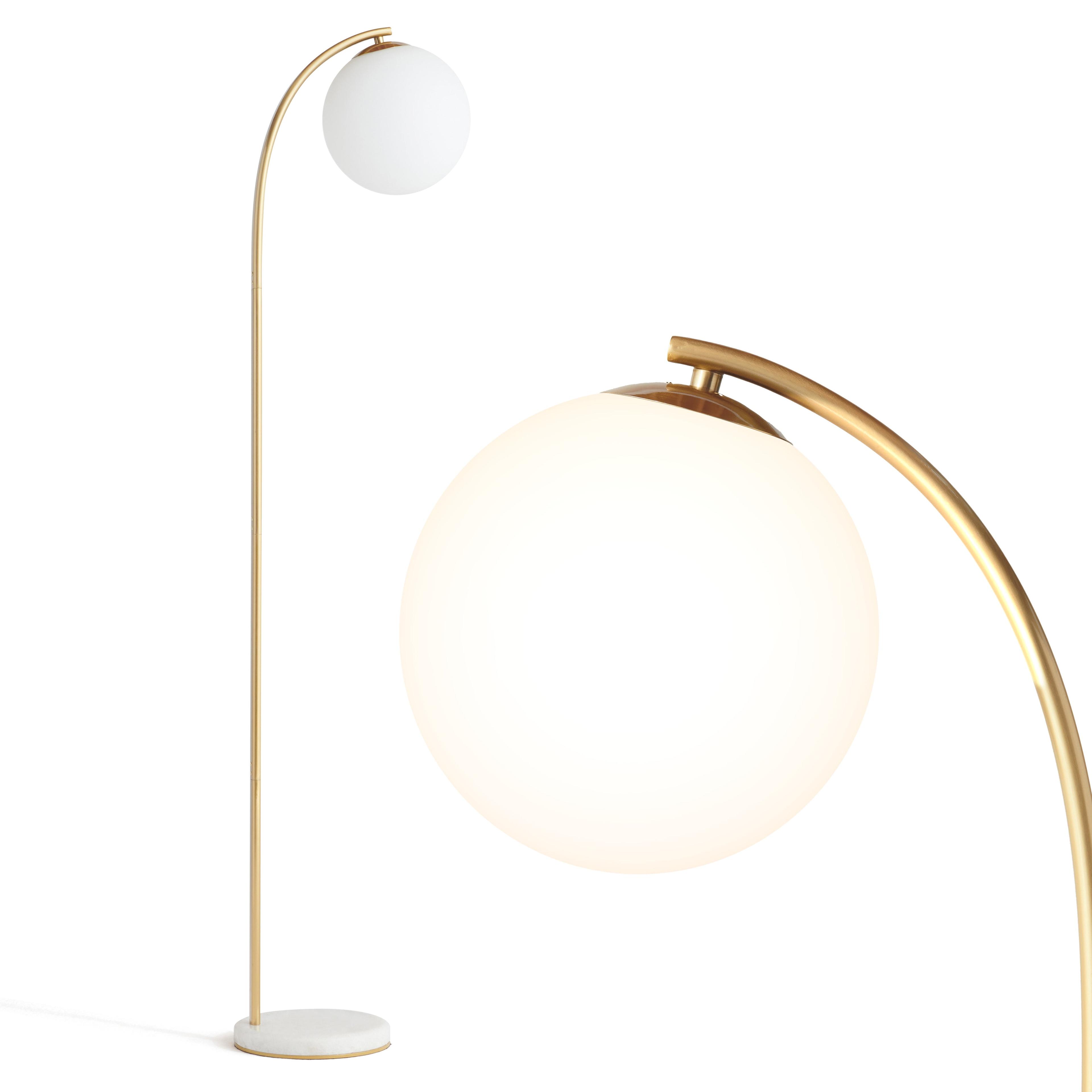 Brightech Luna Drop 75 in. Modern LED Arched Standing Floor Lamp with Frosted Glass Globe Shade