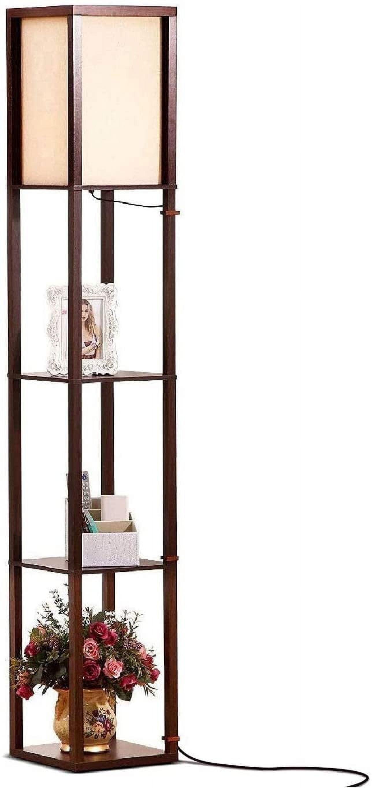 Maxwell 63 in. Traditional 1-Light LED Energy Efficient 3-Shelf Floor Lamp with Fabric Square Shade