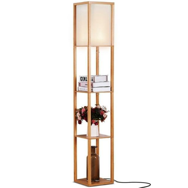 Brightech Maxwell 63 in. Modern 3-Shelf LED Floor Lamp with Fabric Square Shade