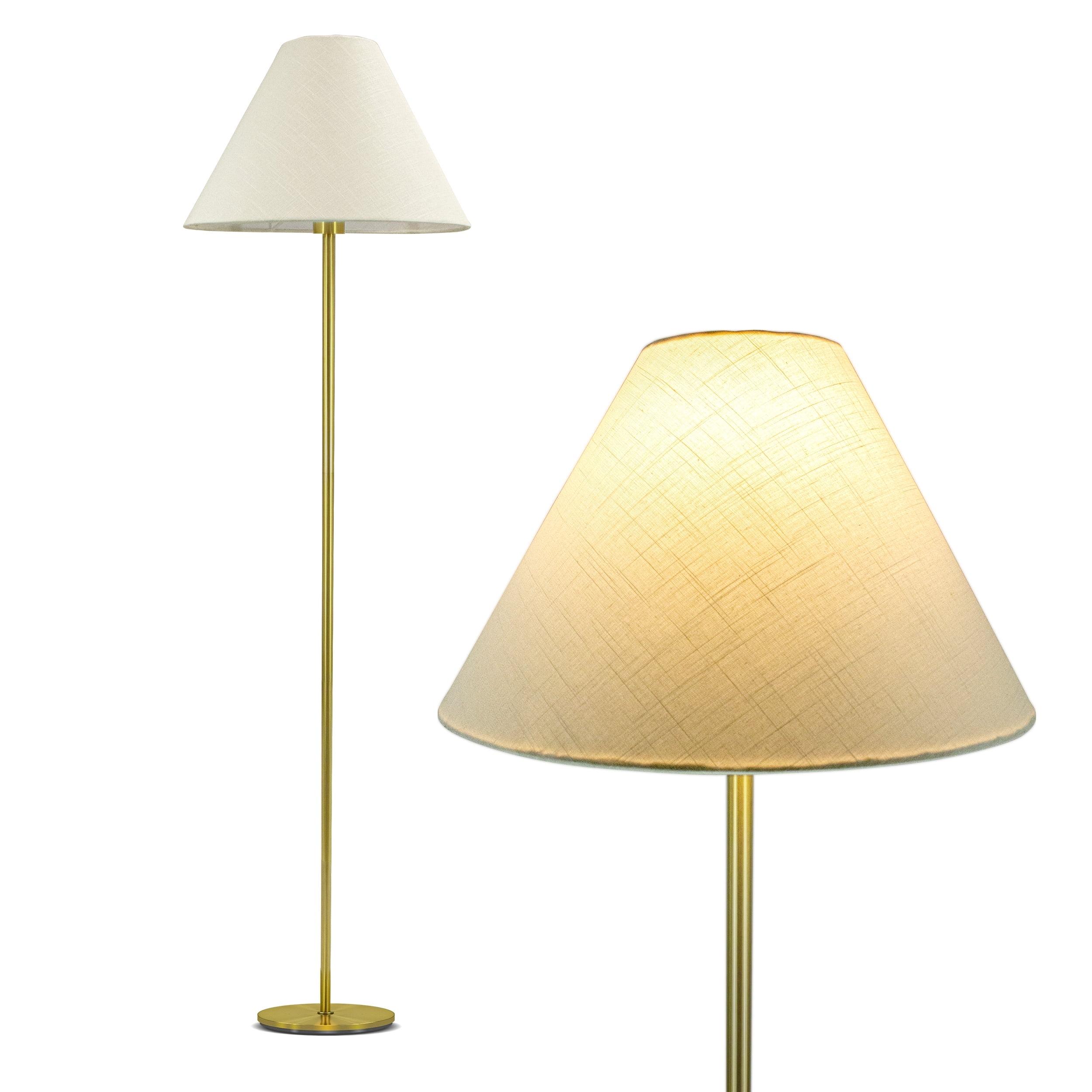 Brightech Mika – Free Standing Classic Floor Lamp – Elegant Tall Pole Lamp for Living Room or Bedroom – Mid-Century Modern Stand Up Lamp with A-Line Open Shade and LED Bulb – Gold/Antique Brass