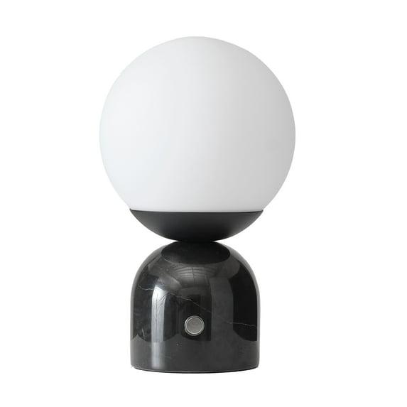 Brightech Mila 10" Modern LED Table Lamp with Black Marble Base and Frosted Globe Shade, 3-Way Dimming