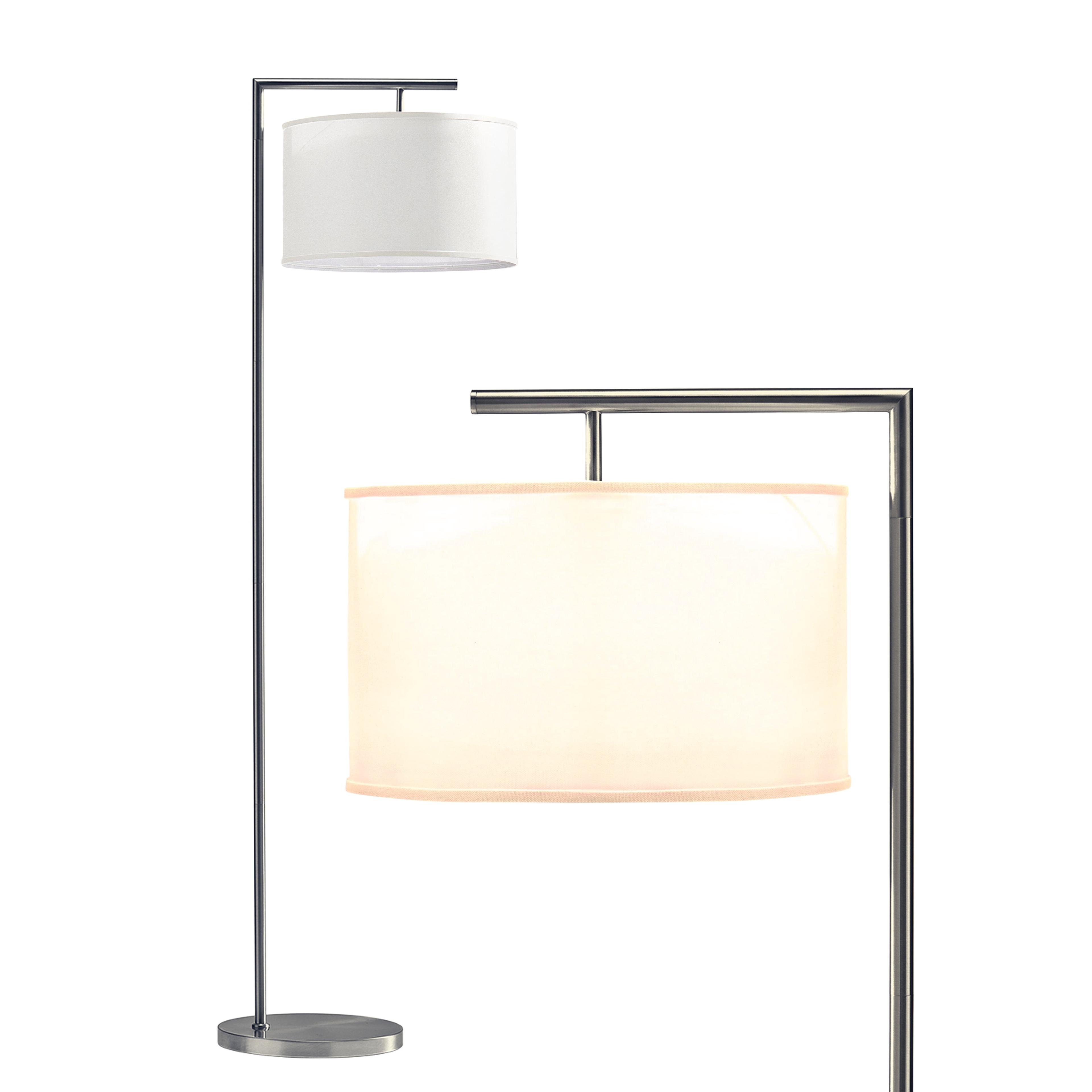 Montage Modern 60 in. Mid-Century Modern LED Floor Lamp with Fabric Drum Shade