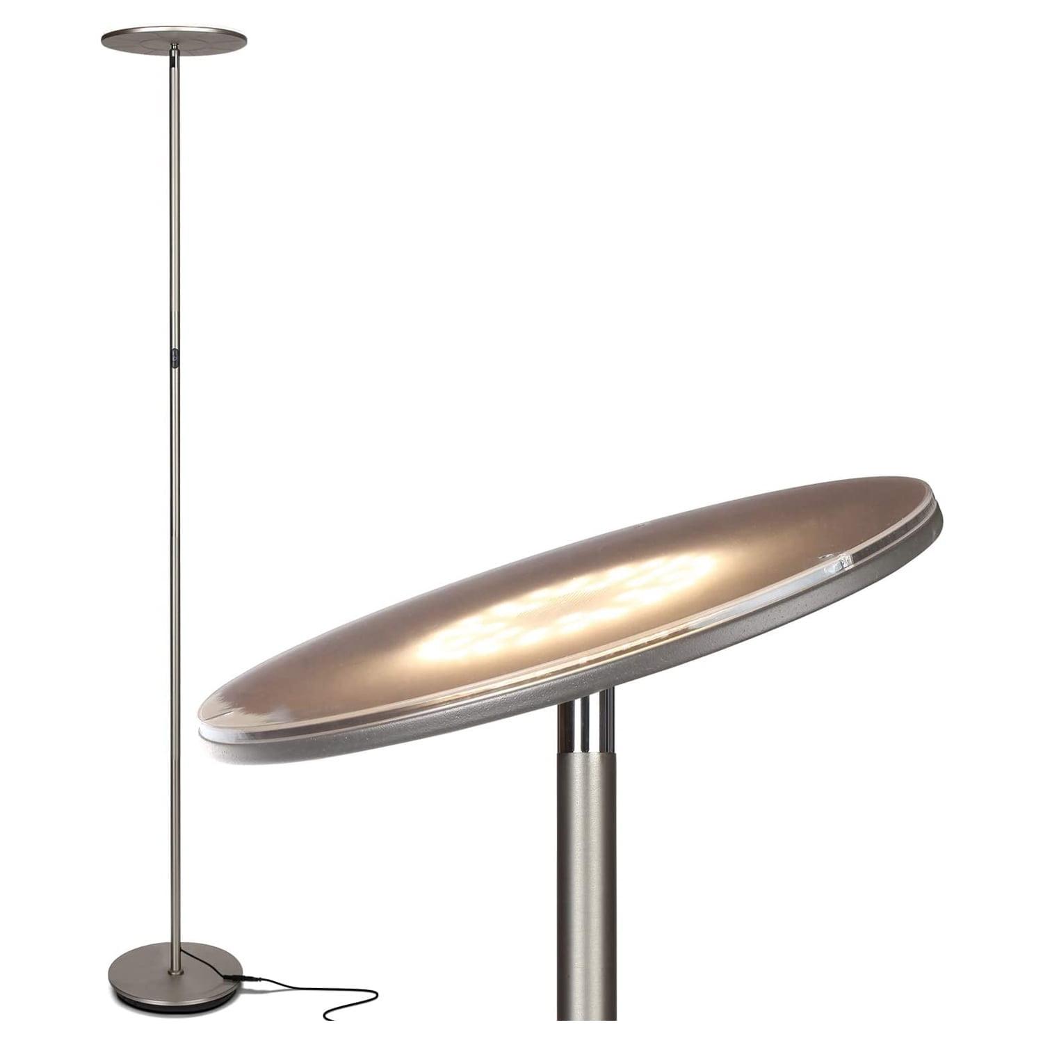 Brightech Sky Modern Dimmable Integrated LED Torchiere Floor Lamp Brushed Nickel: Touch Sensor, 3-Year Warranty, UL Listed