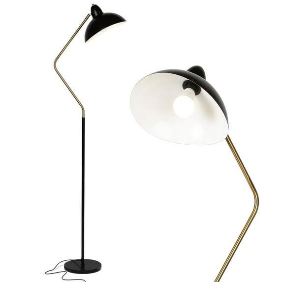 Brightech Swoop 69 in. Modern LED Adjustable Floor Lamp with Black Metal Bowl Shade and Gold Accent, Bulb Included