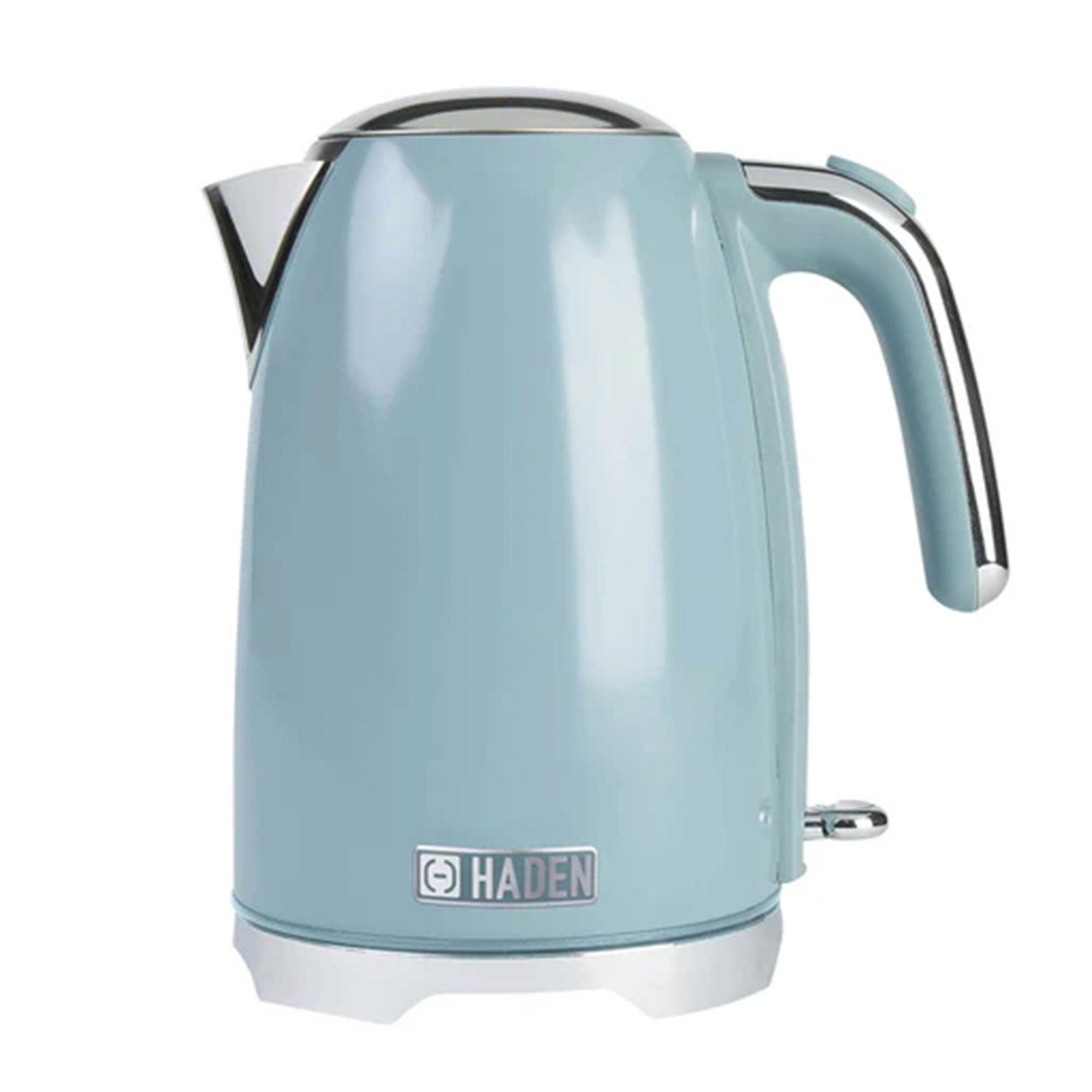 Sky Blue Retro Cordless Electric Kettle with Chrome Accents