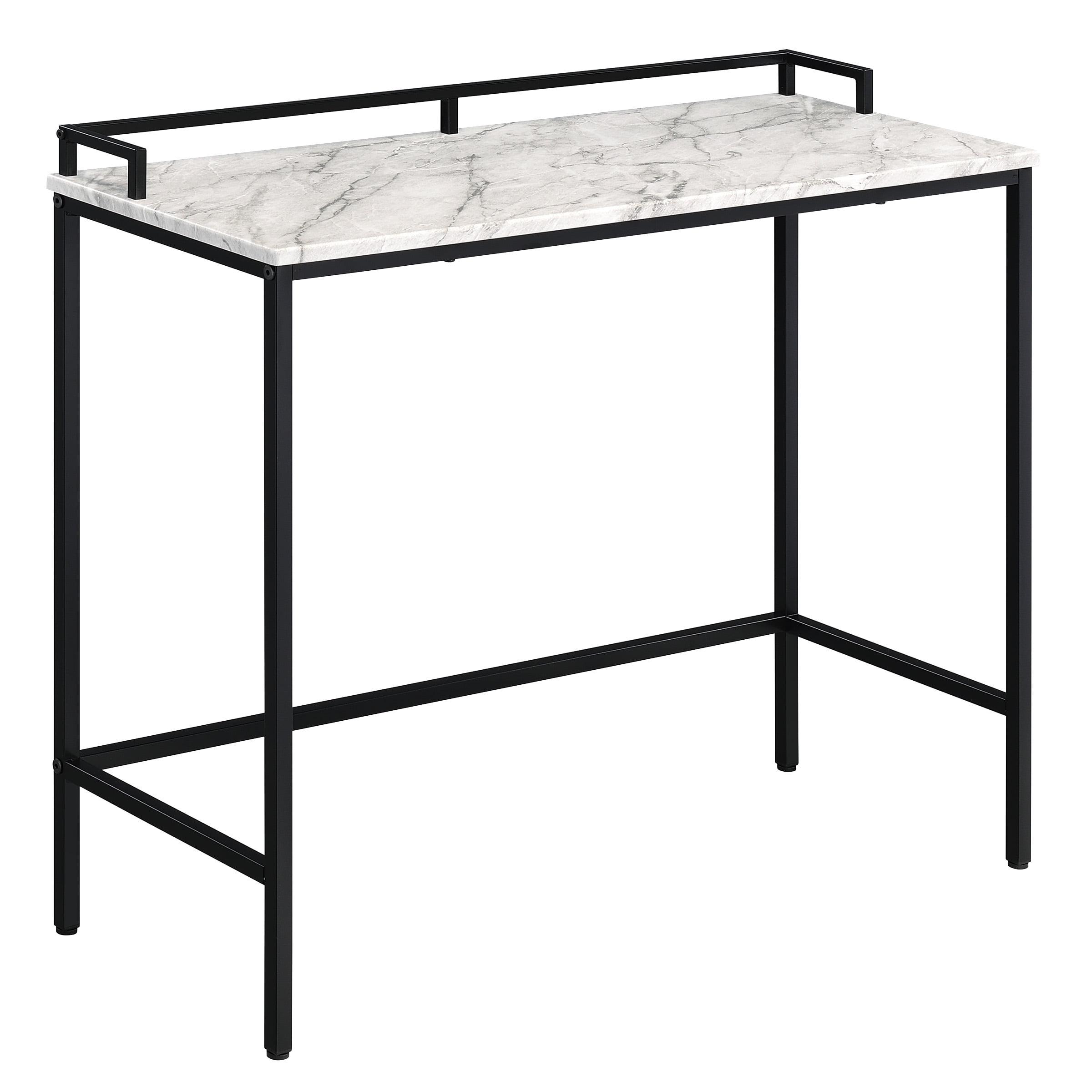 Brighton Faux White Marble and Black Metal Console Table