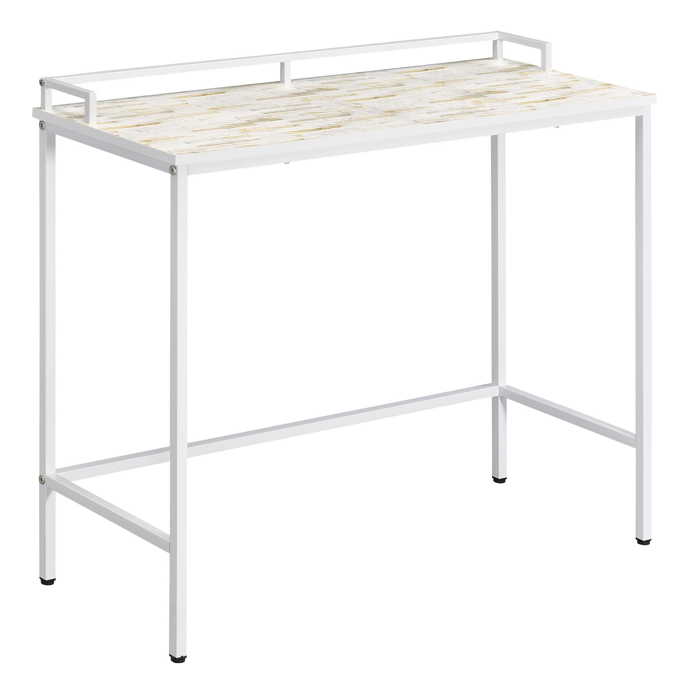 Brighton Console Table in White Mosaic Engineered Wood Top and White Frame