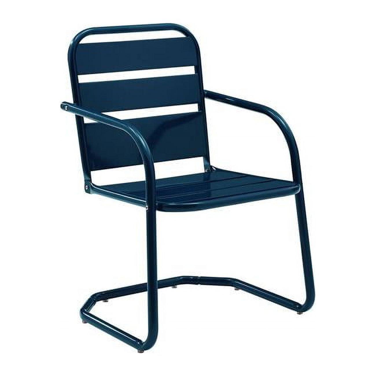 Vintage-Inspired Brighton Navy Steel Outdoor Dining Chair Set