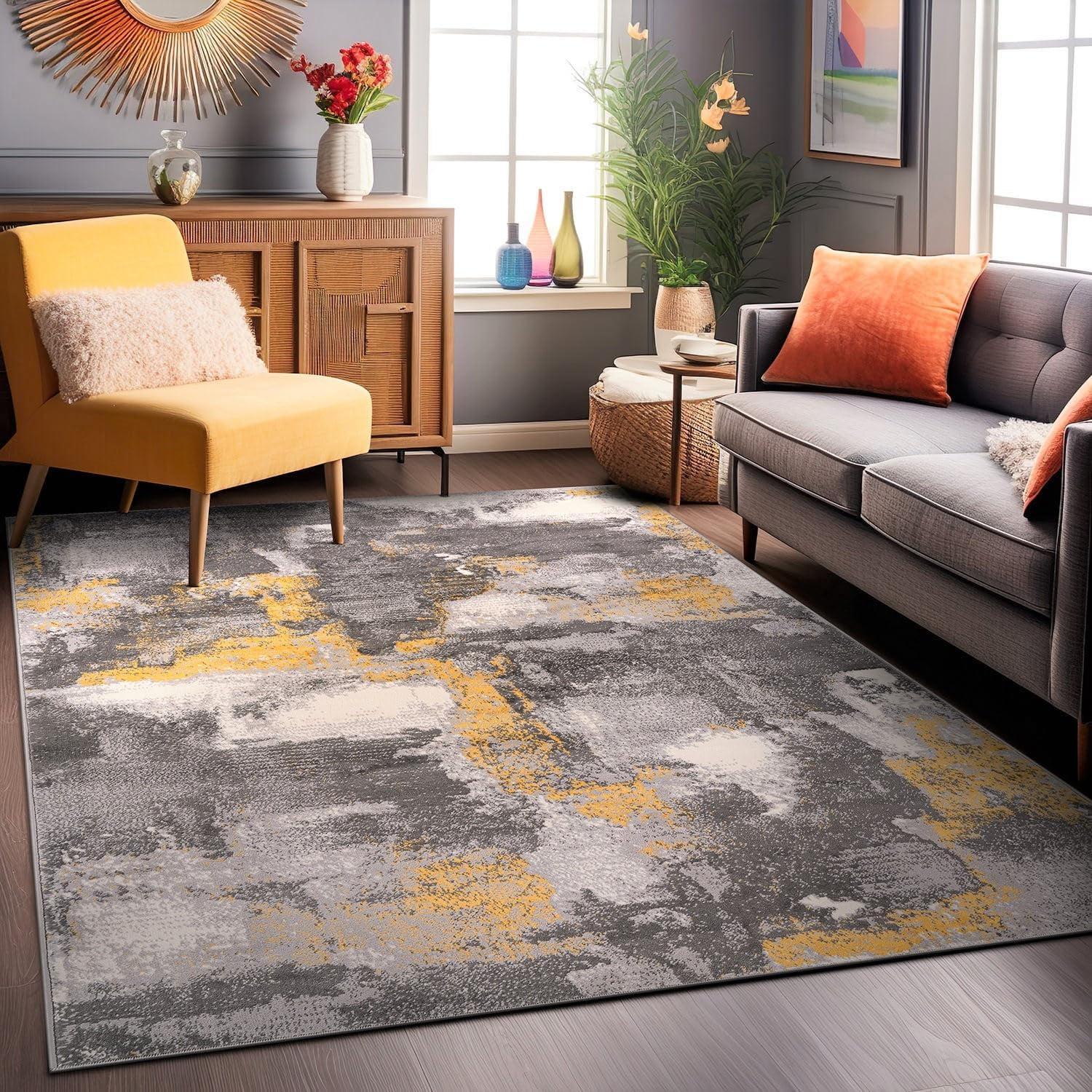 World Rug Gallery Distressed Modern Abstract Area Rug