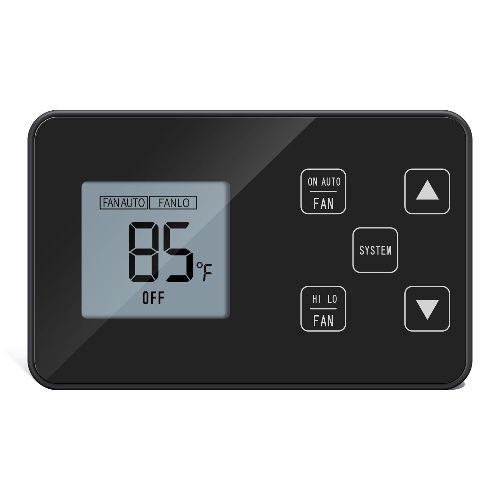 Black Digital RV Thermostat with LCD Screen