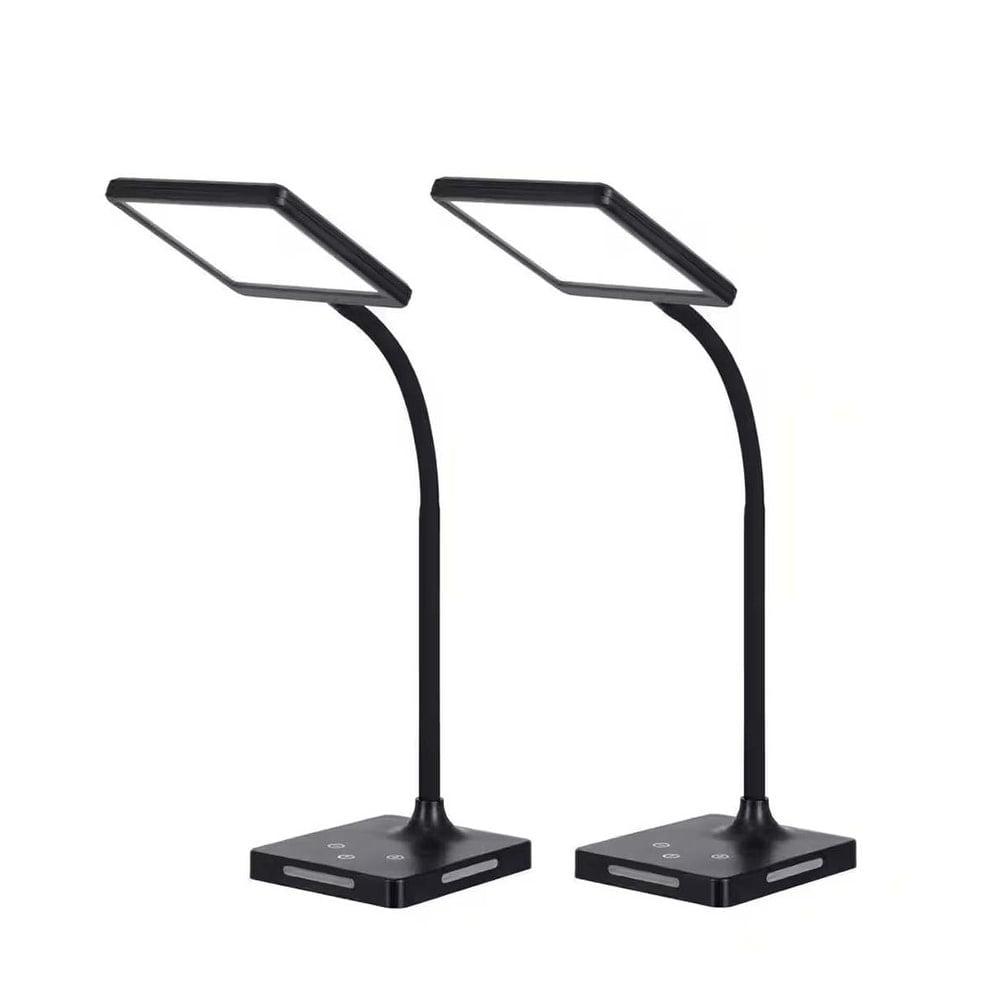 Brilli 21"H Charge Up Circadian LED Desk Lamp (Set of 2), Black Finish with Touch Switch, Night Light on Base