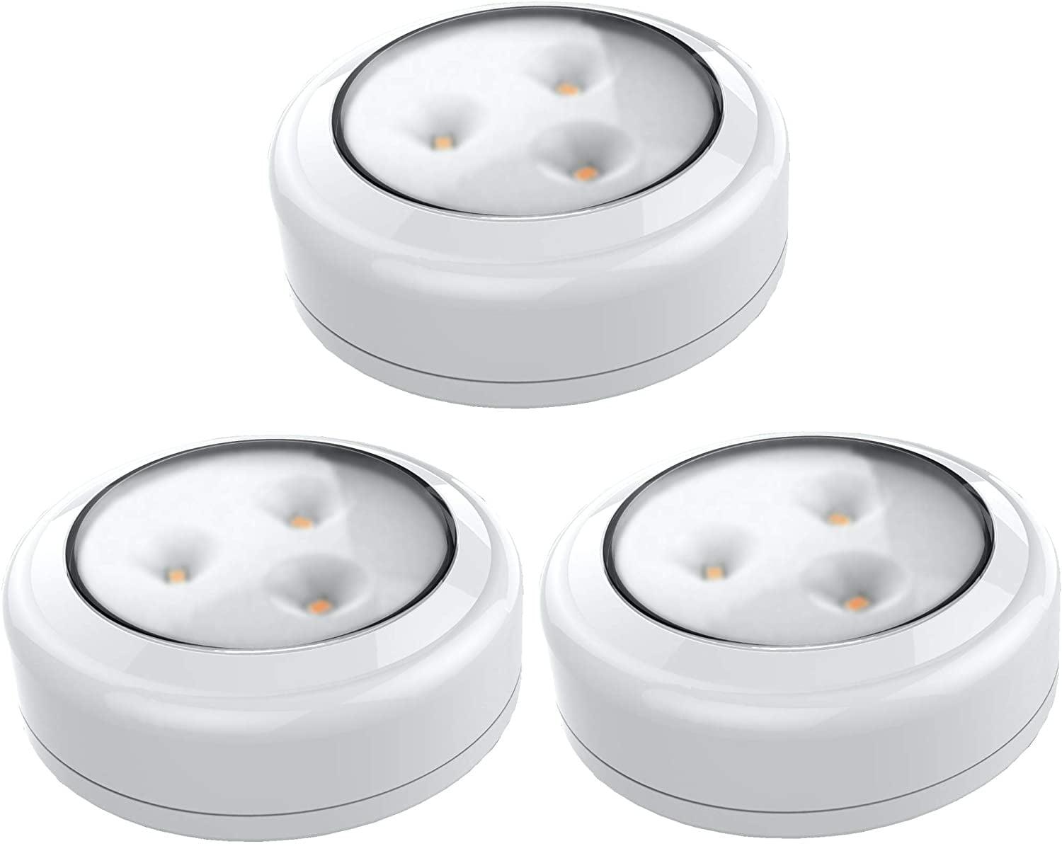 Wireless White LED Puck Light 3-Pack with Tap Technology