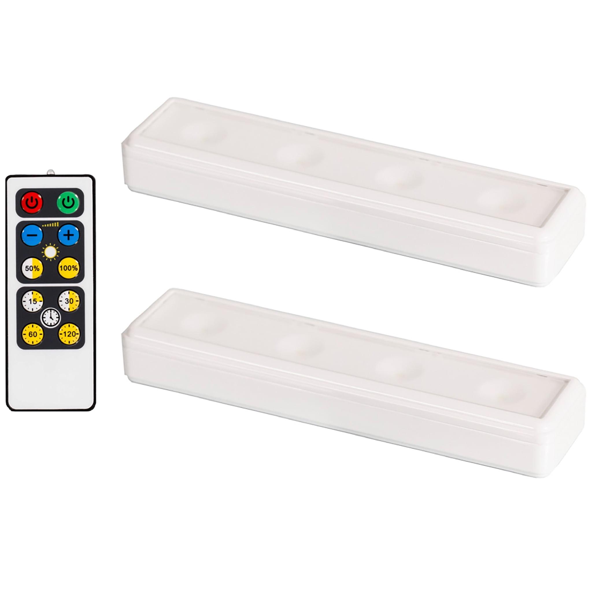 Wireless White LED Under Cabinet Light with Remote, 2 Pack