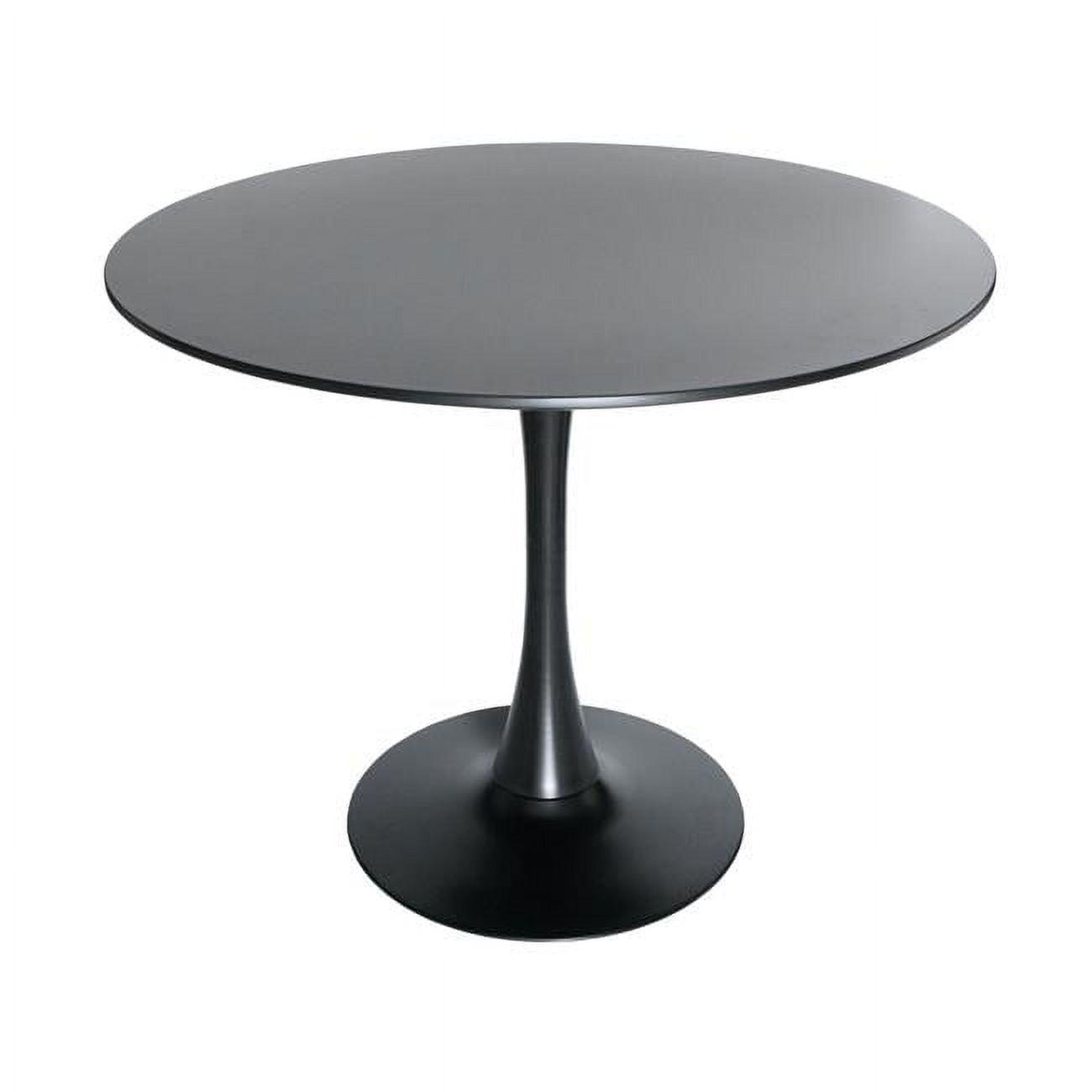 LeisureMod Bristol Mid-Century Modern Round Table with Wood Top and Iron Pedestal Base with Gloss Finish for Kitchen and Dining Room