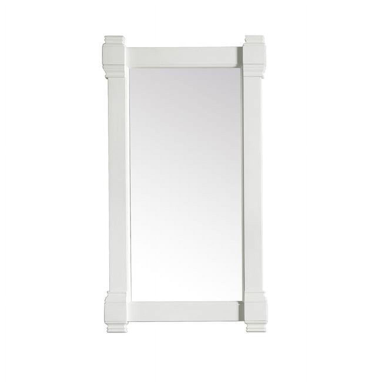 Elegant Antique-Style Rectangular Wood Mirror in Bright White