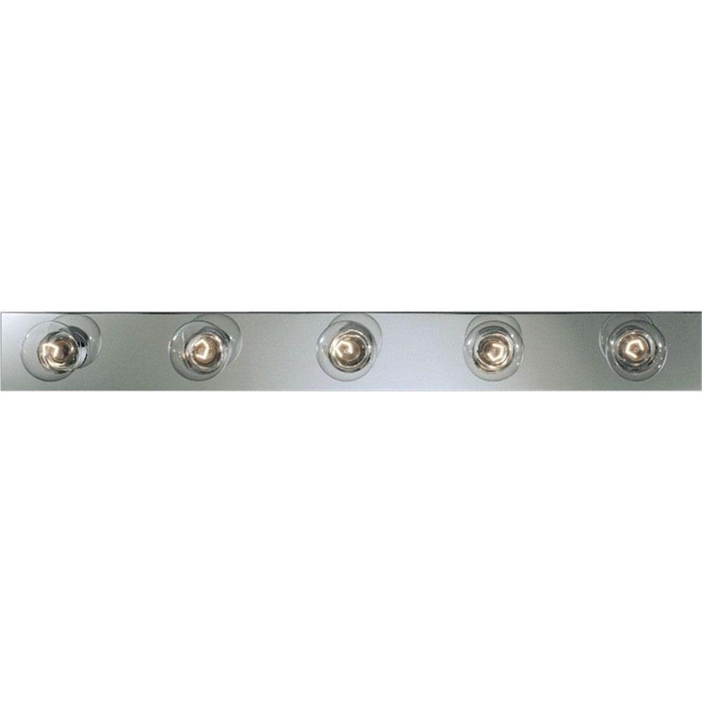 Progress Lighting Broadway 5-Light Bath Strip, Polished Chrome, Steel, Up/Down Mounting, Shade Included