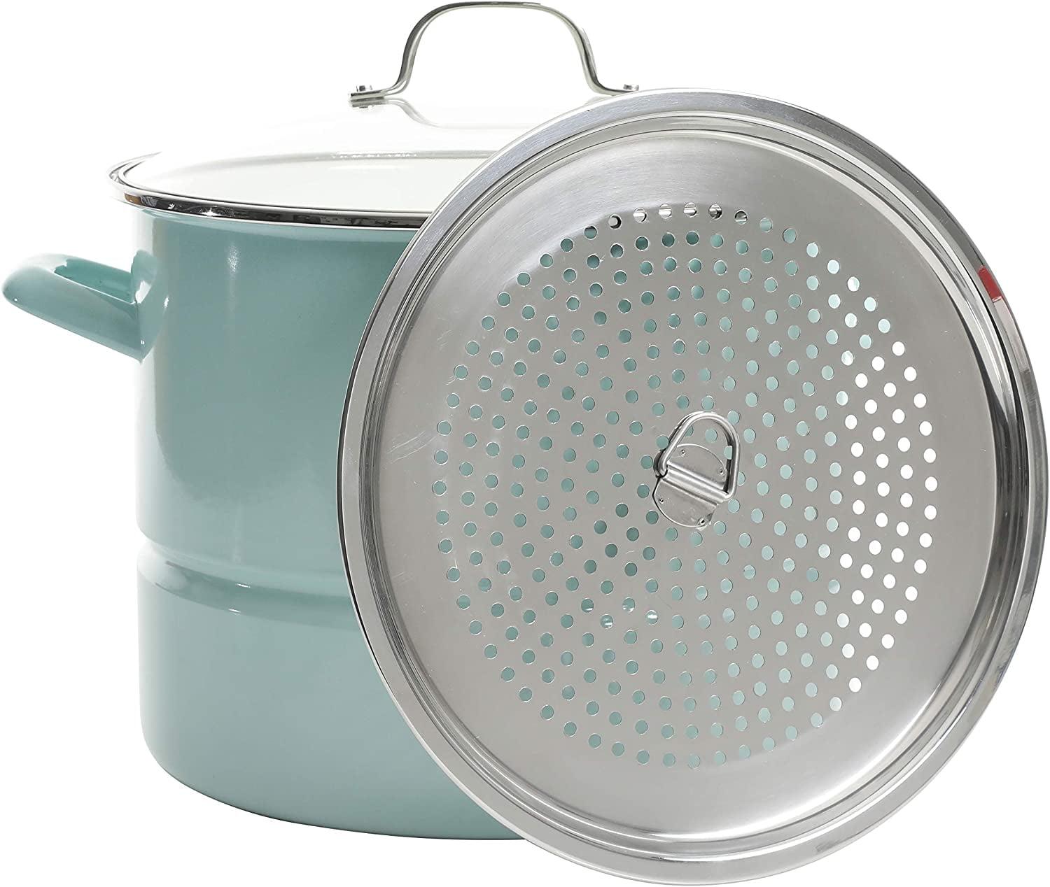 Glacier Blue 16-Quart Stainless Steel Steamer Pot with Lid