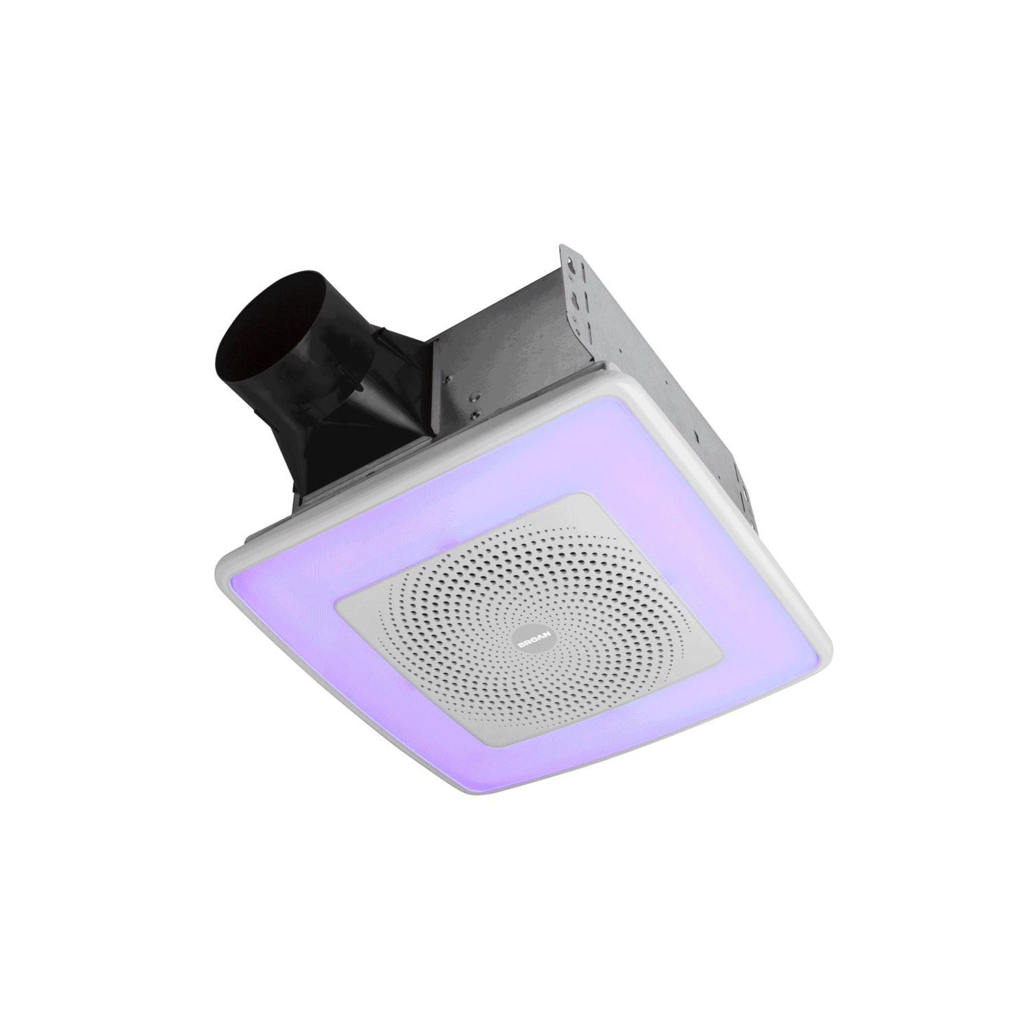 White Steel Ventilation Fan with Bluetooth Speaker and LED Light