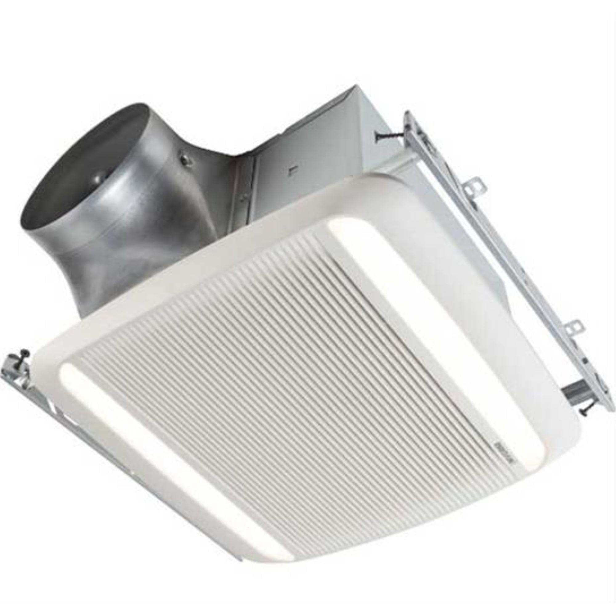 White Galvanized Steel Ceiling Mount Bathroom Ventilation Fan with LED Light