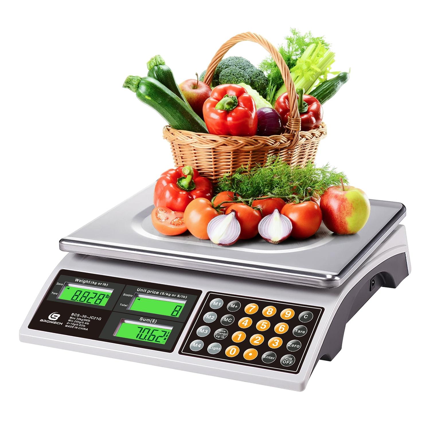 Stainless Steel Digital Commercial Weighing Scale with Green LCD