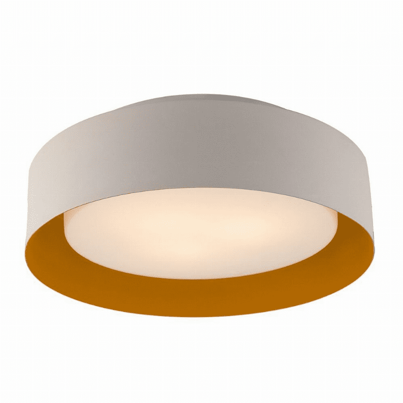 Lynch White and Orange Glass Drum Flush Mount Ceiling Light