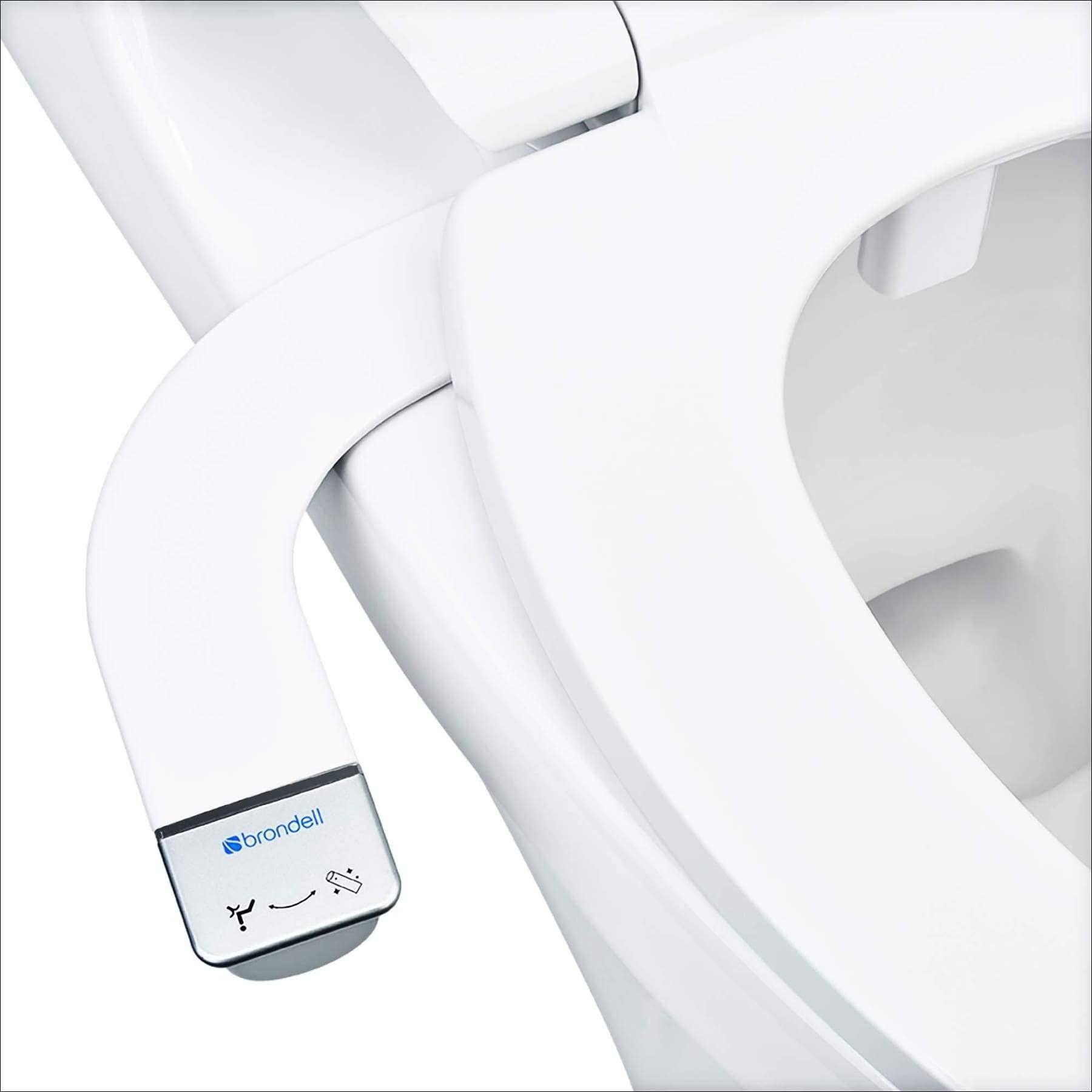 Brondell Bidet - Thinline SimpleSpa SS-150 Fresh Water Spray Non-Electric Bidet Toilet Attachment in White with Self Cleaning Nozzle