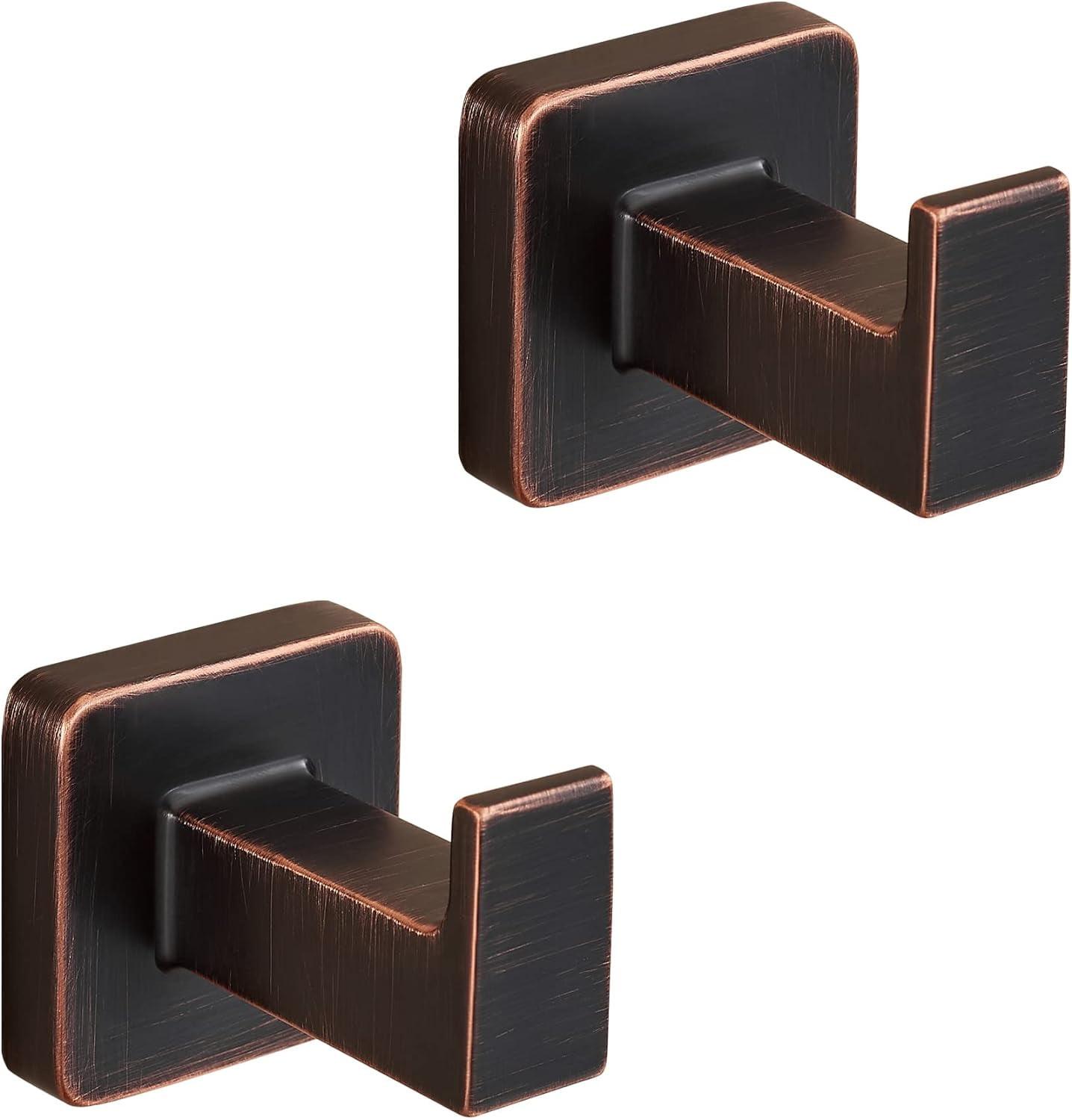 Oil Rubbed Bronze Square Wall Mounted J-Hook Set