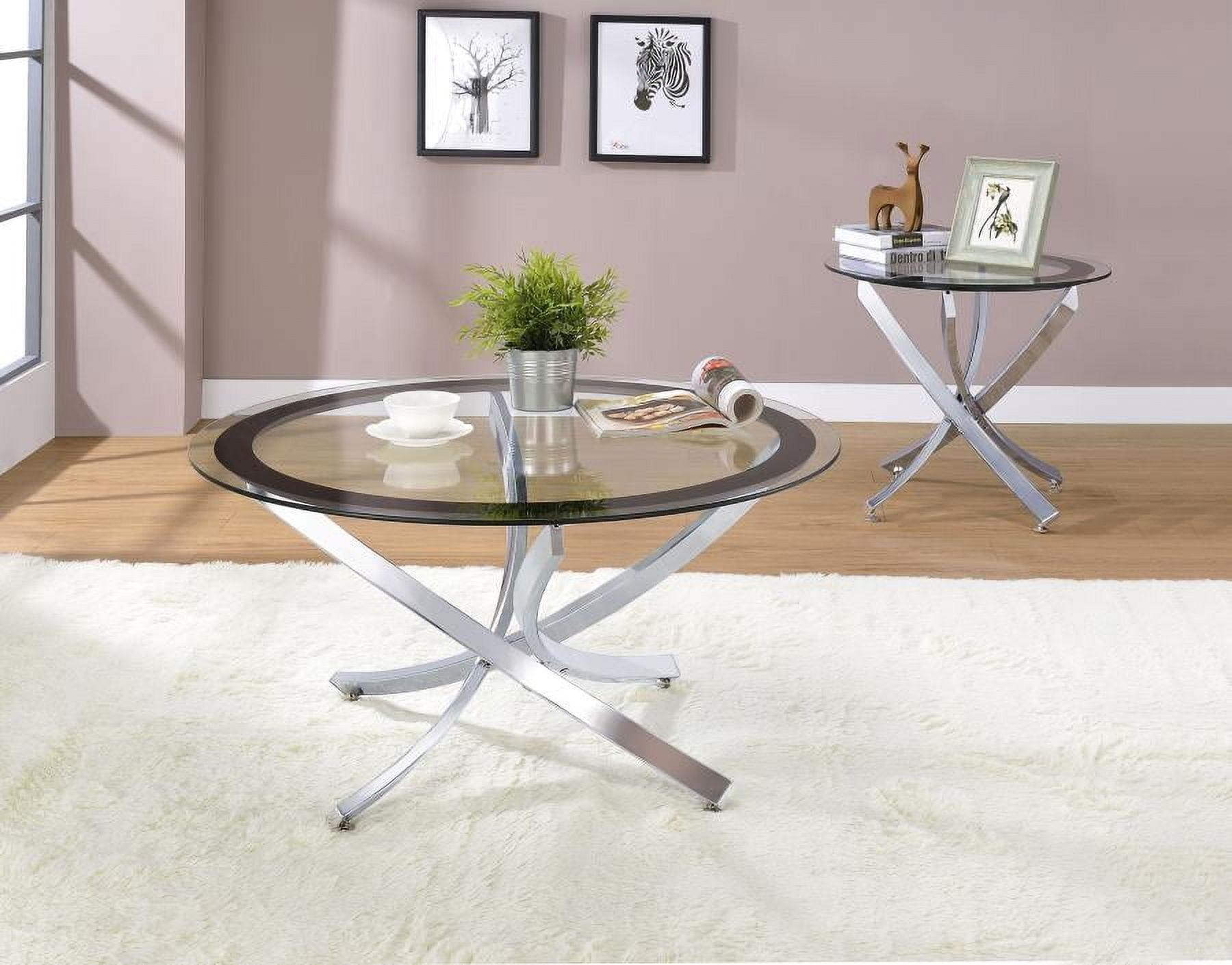 Coaster 2-piece Round Glass Top Metal Base Coffee Table Sets Chrome and Black