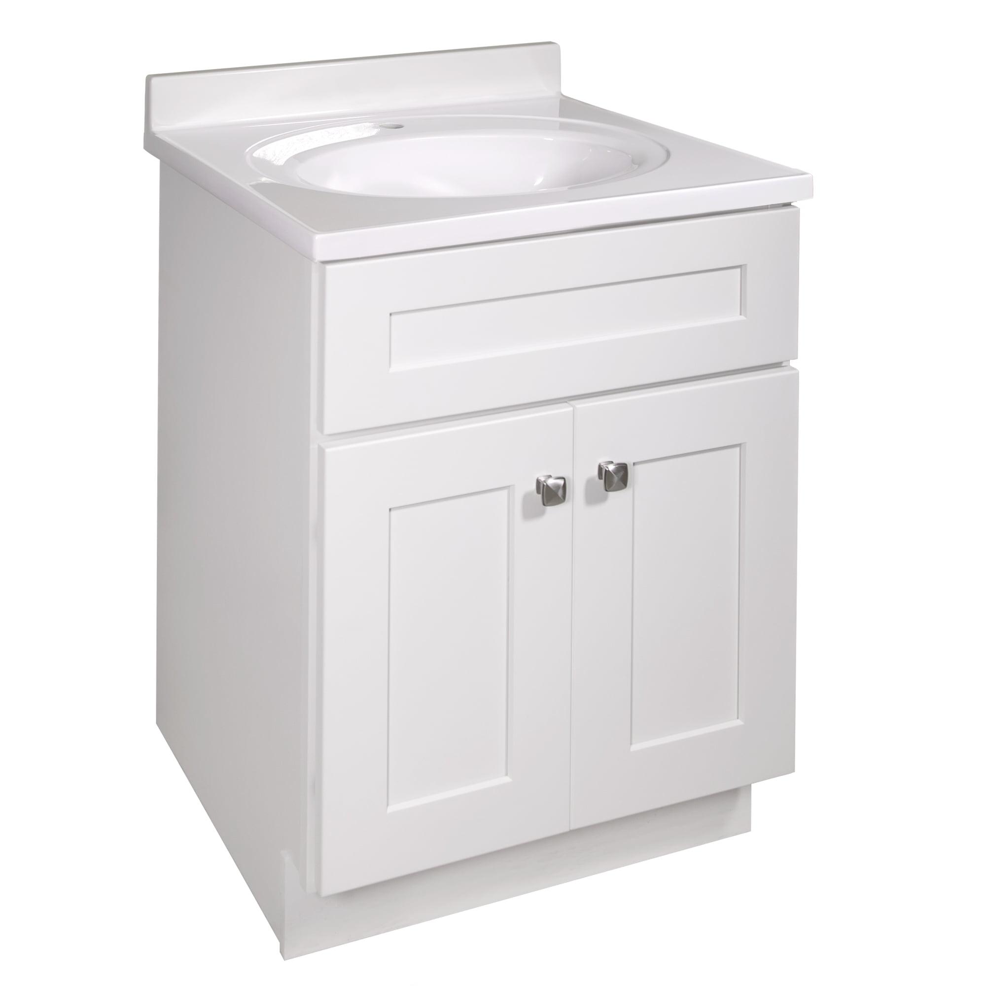 Design House Brookings 25 Inch Bathroom Vanity with Cultured Marble Top, Assembled, Sherwin Williams® Gray – Design House, 215541