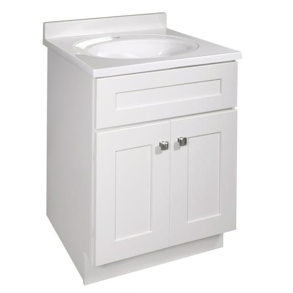 Design House Brookings 25 Inch Bathroom Vanity with Cultured Marble Top, Assembled, Sherwin Williams® Gray – Design House, 215541