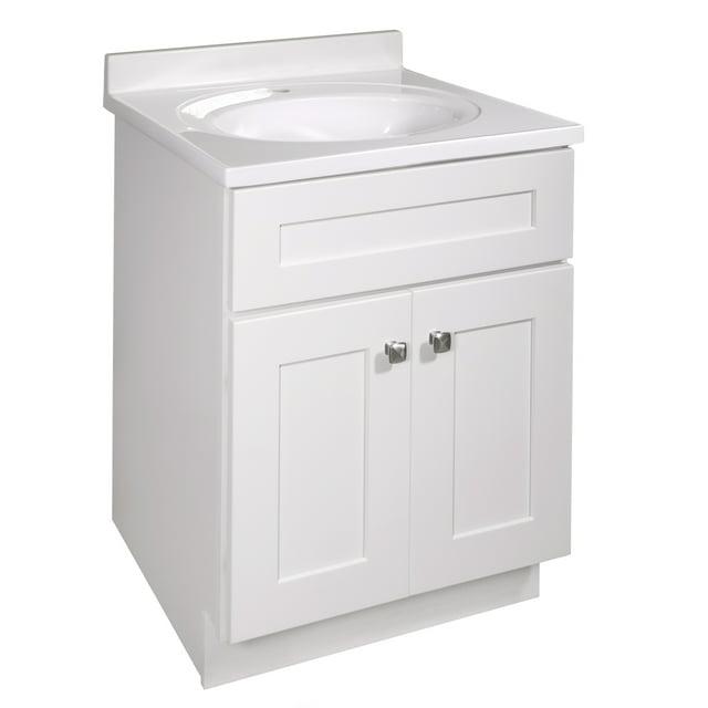 Design House Brookings 25 Inch Bathroom Vanity with Cultured Marble Top, Assembled, Sherwin Williams® Gray – Design House, 215541