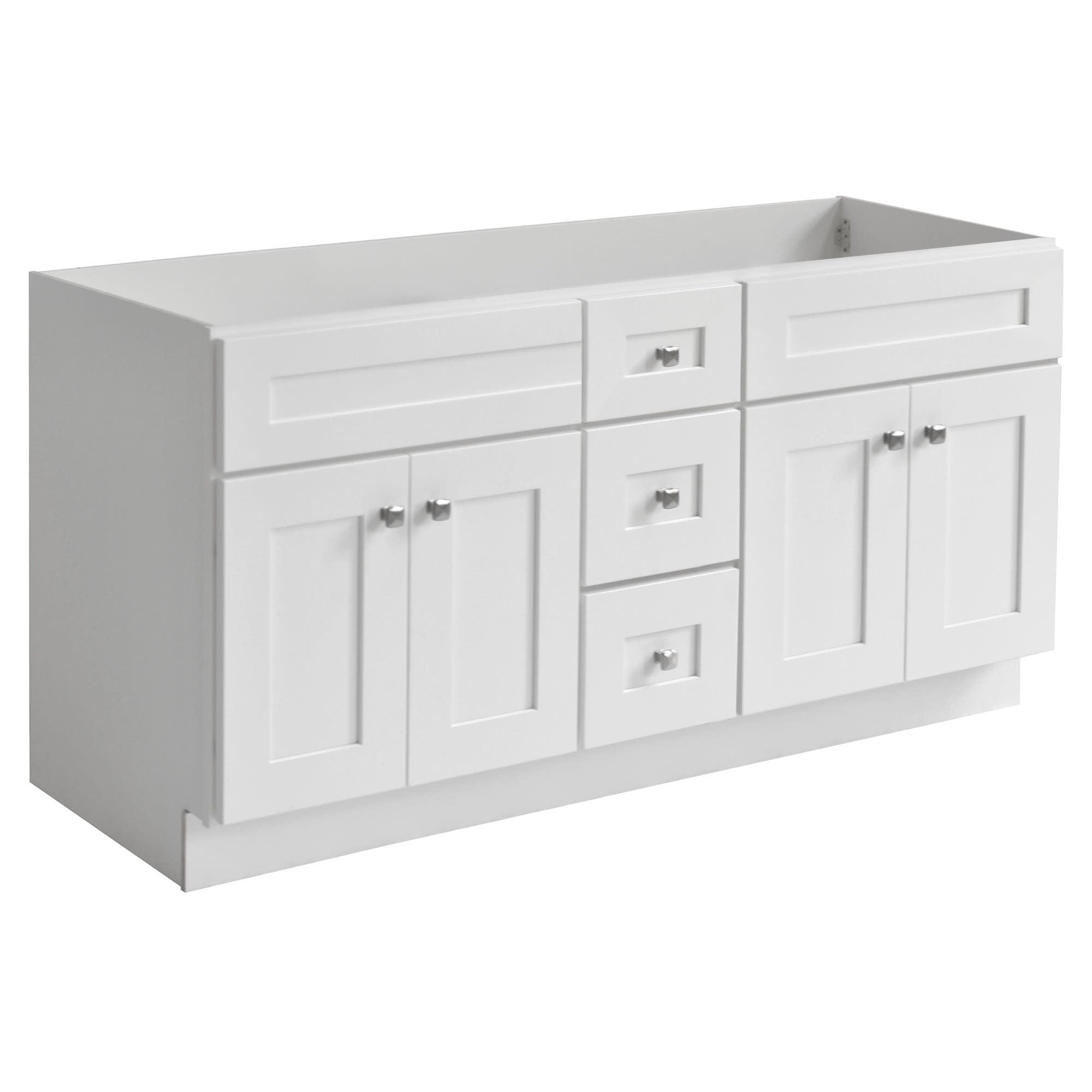 Brookings 60-Inch White Solid Wood Shaker Bathroom Vanity