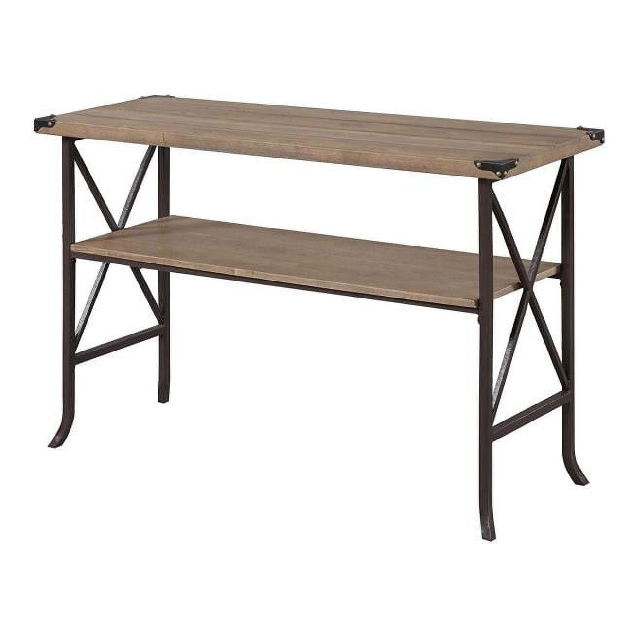 Driftwood and Brown Medium Wood Console Table with Storage