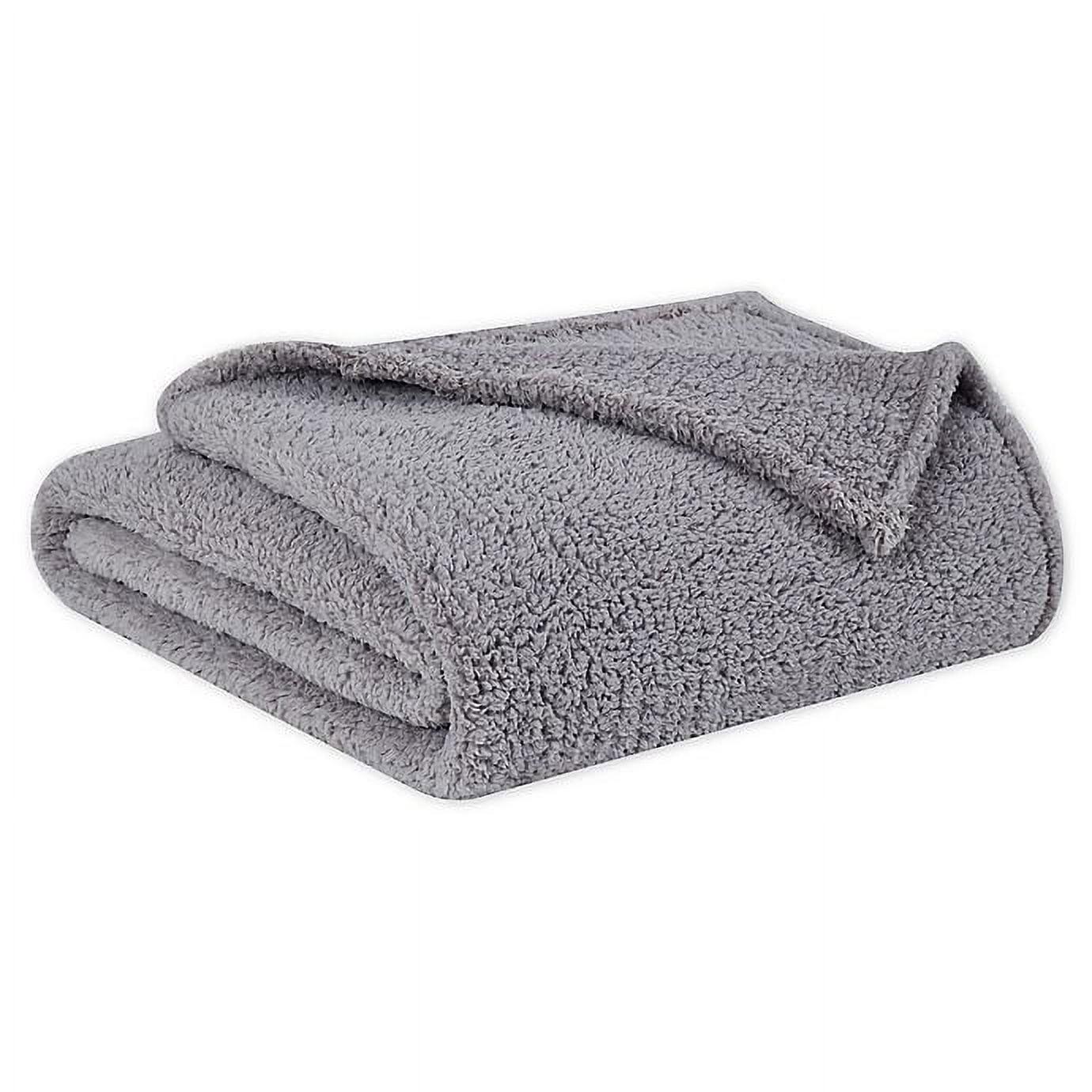 Brooklyn Loom Full Grey Faux Fur Sherpa Bed Blanket