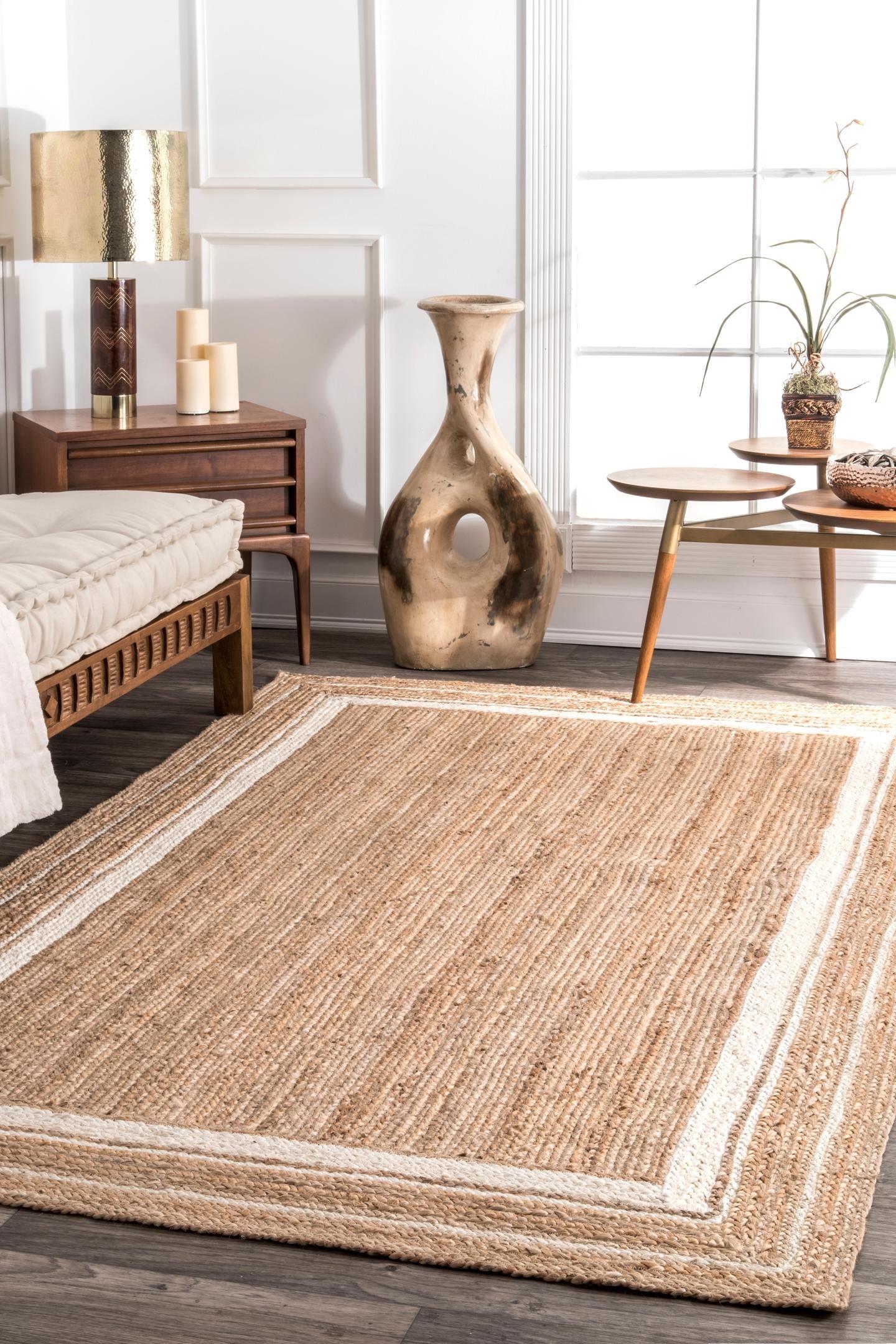 Nuloom Rikki Coastal Braided Jute Area Rug, Round 4', Off White