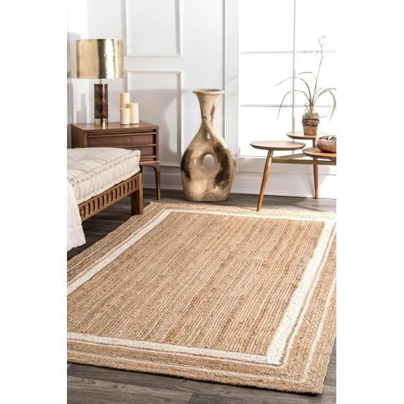 Nuloom Rikki Coastal Braided Jute Area Rug, Round 4', Off White