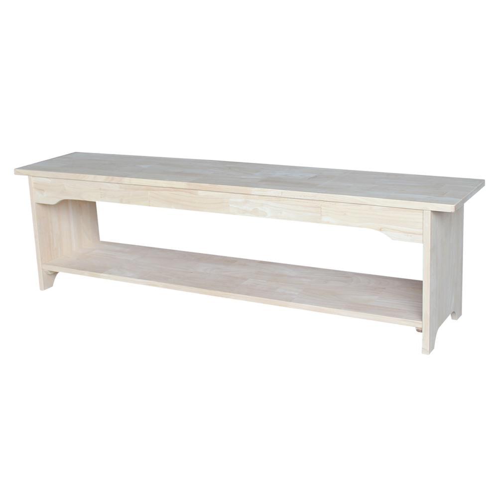 60" Brookstone Bench - International Concepts: Solid Wood, Unfinished, Parawood, Seats 2