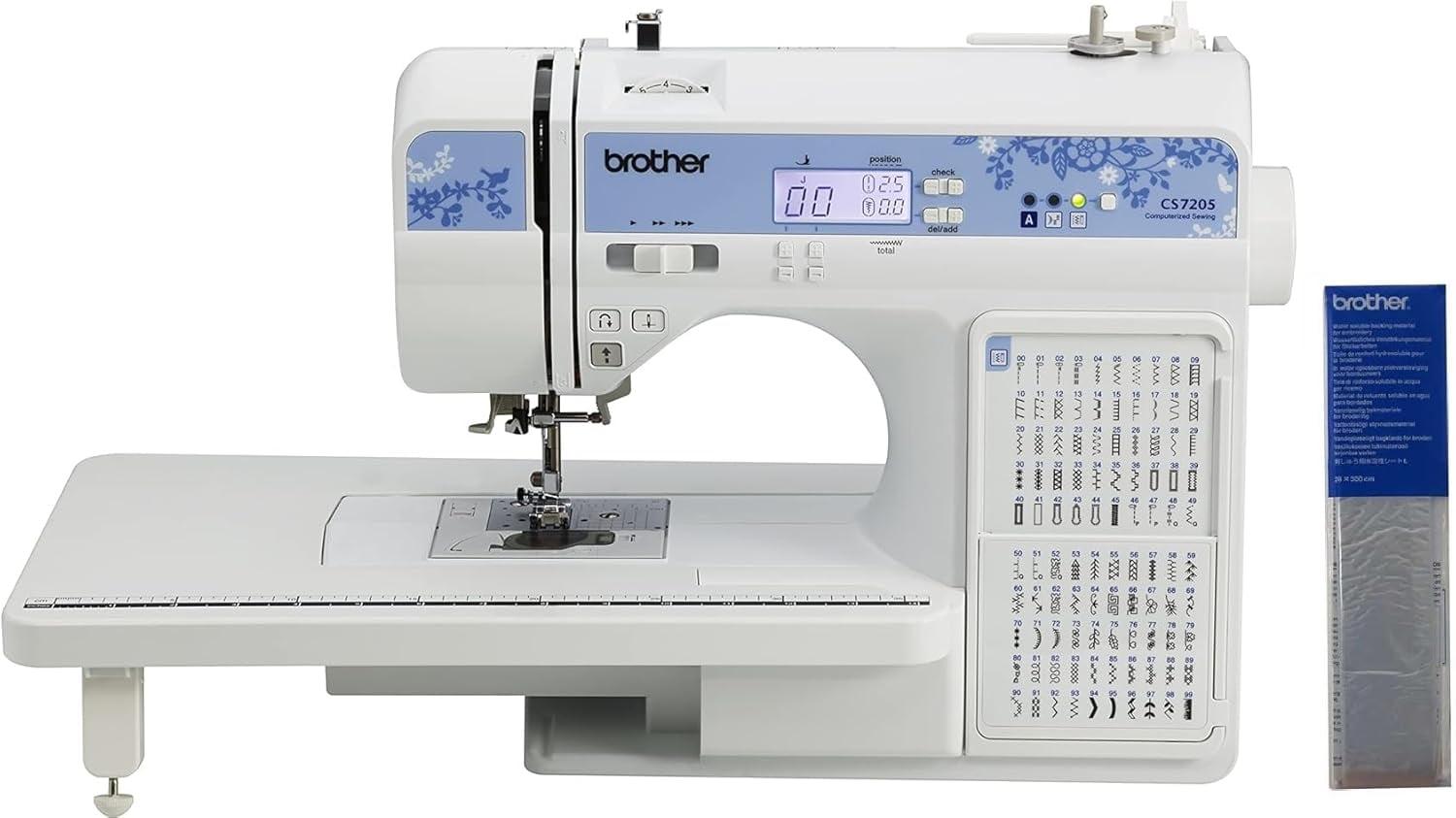 Brother CS7205 150-Stitch Computerized Sewing Machine with Wide Table, Water-Soluble Stabilizer Included