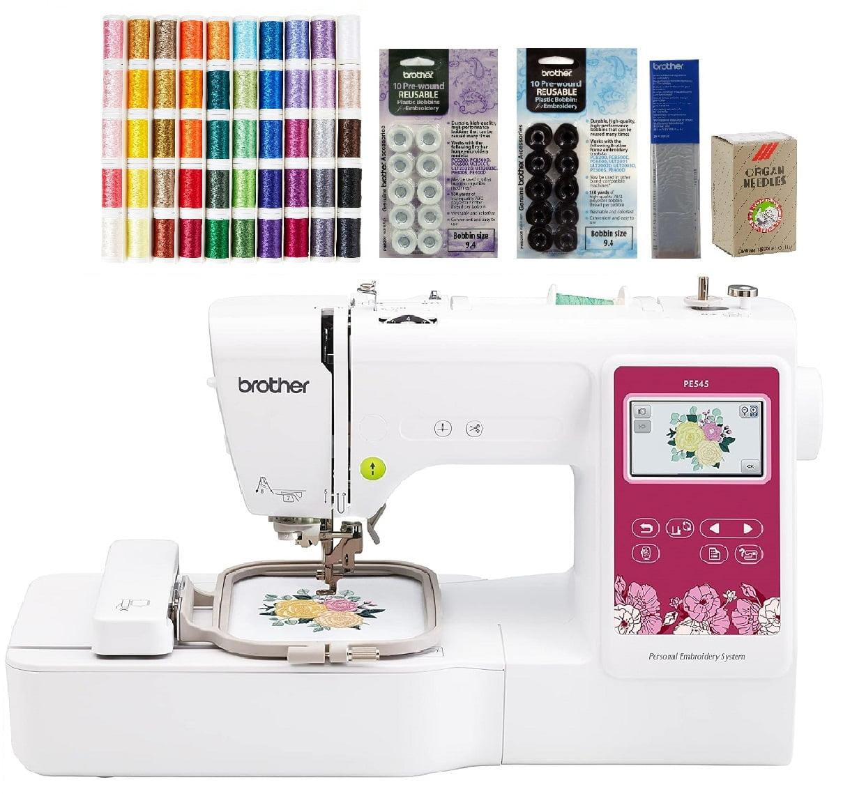 Brother PE545 Embroidery Machine, Wireless LAN Connected and 135 Built-in Designs, Plus 100-Piece 75/11 Embroidery Needles