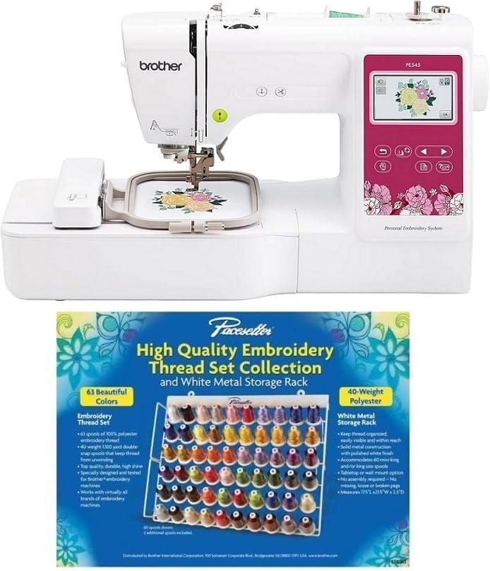 Brother PE545 Embroidery Machine, Wireless LAN Connected and 135 Built-in Designs, Plus 100-Piece 75/11 Embroidery Needles