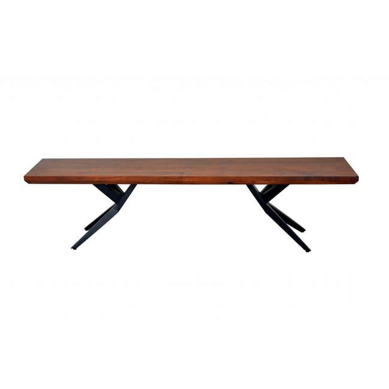 Brown Black Wood Metal Dining Bench